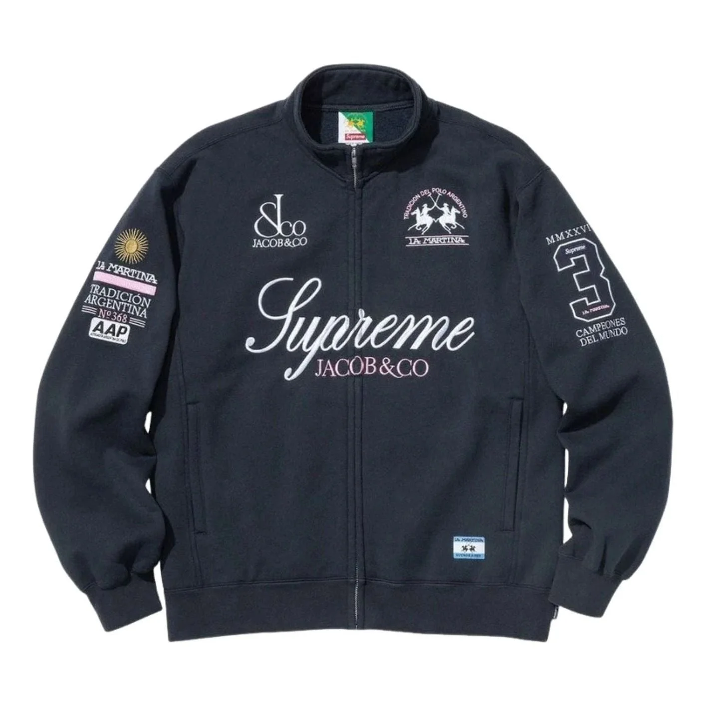Supreme x La Martina SS26 Zip Up Sweatshirt 'Navy' SUP-SS26-318-NVY - 1