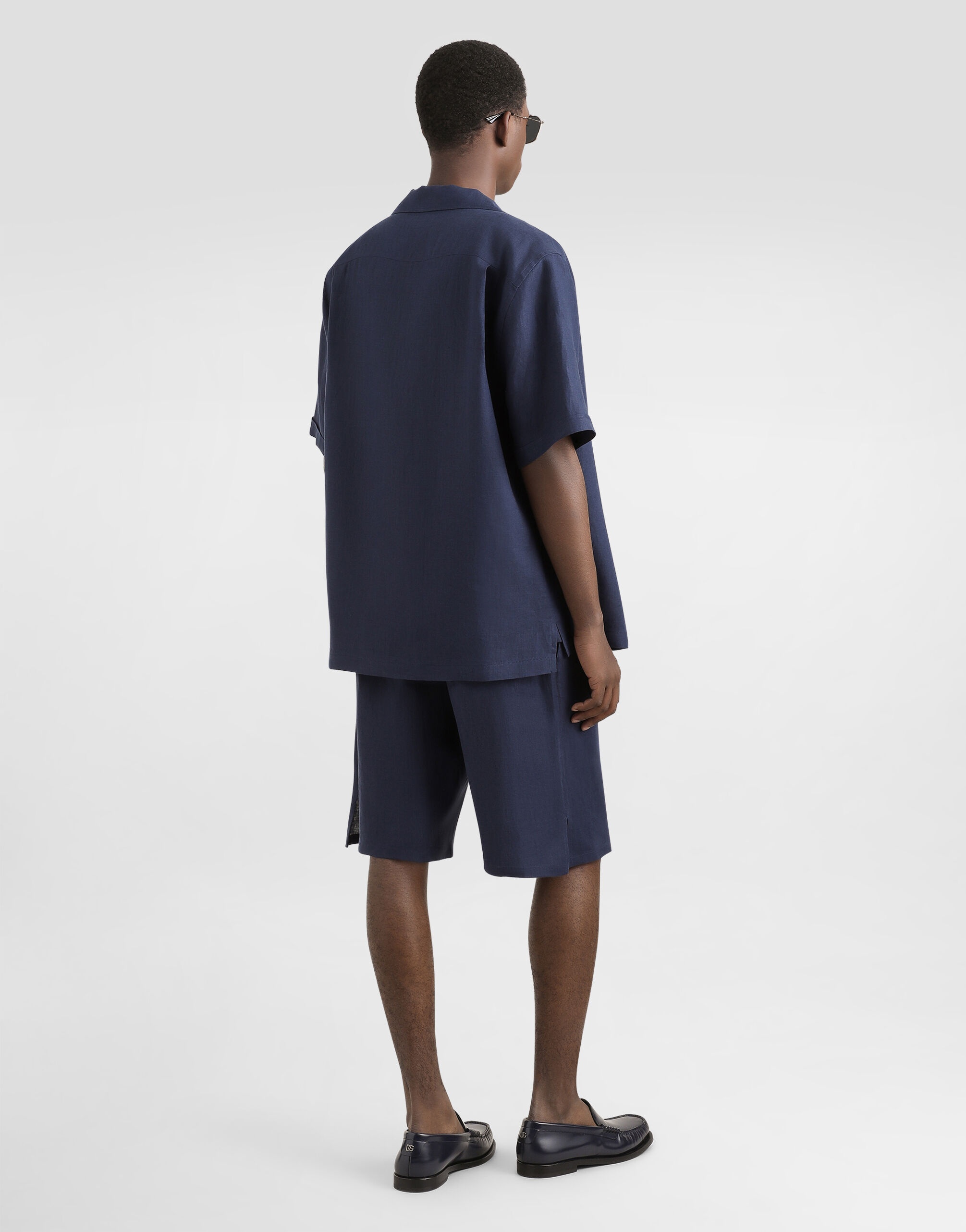 Linen shorts with DG logo embroidery - 3