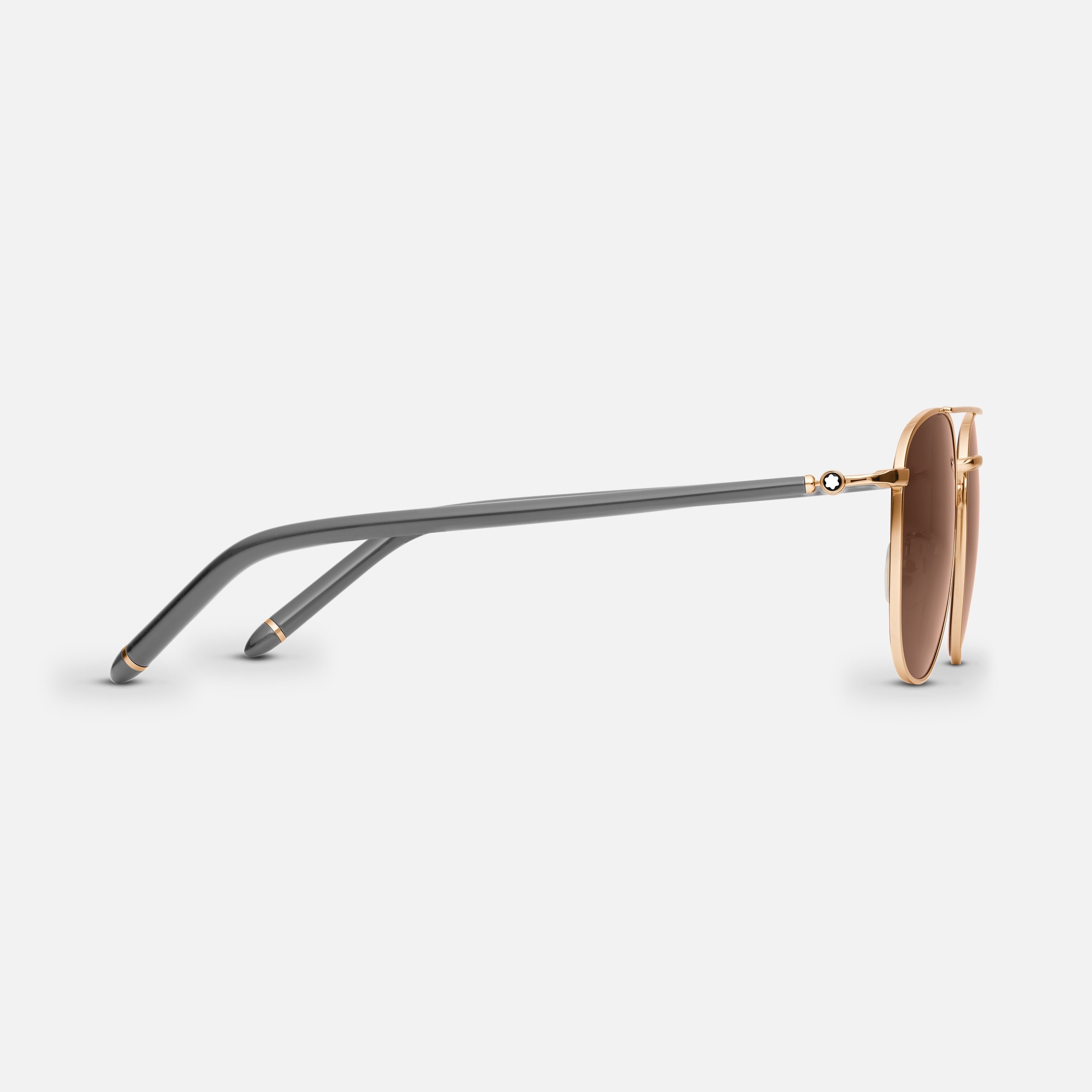 Squared Sunglasses with Gray and Gold Colored Metal Frame - 4