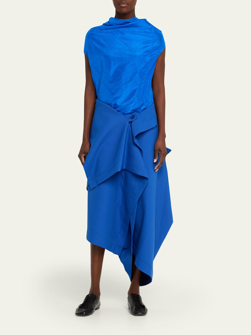 ISSEY MIYAKE Gypsum Draped Wide-Leg Crop Trousers outlook