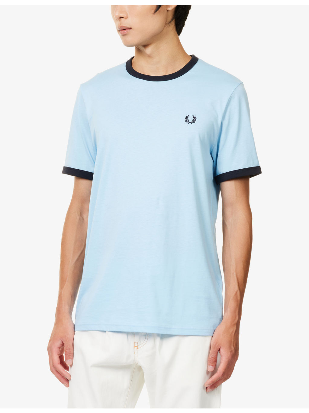 Ringer Embroidered-Logo Cotton T-Shirt - 3
