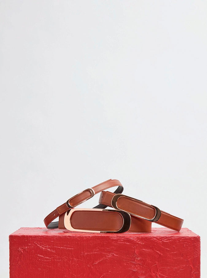 Medium Timon Reversible Belt in Cognac & Black Leather - 4