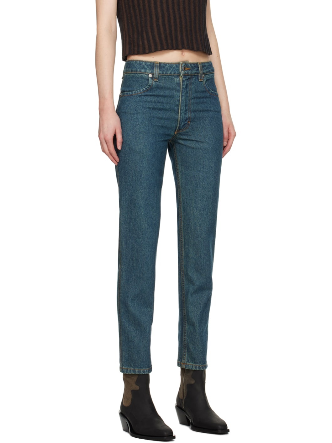 Blue Straight-Leg Jeans - 2