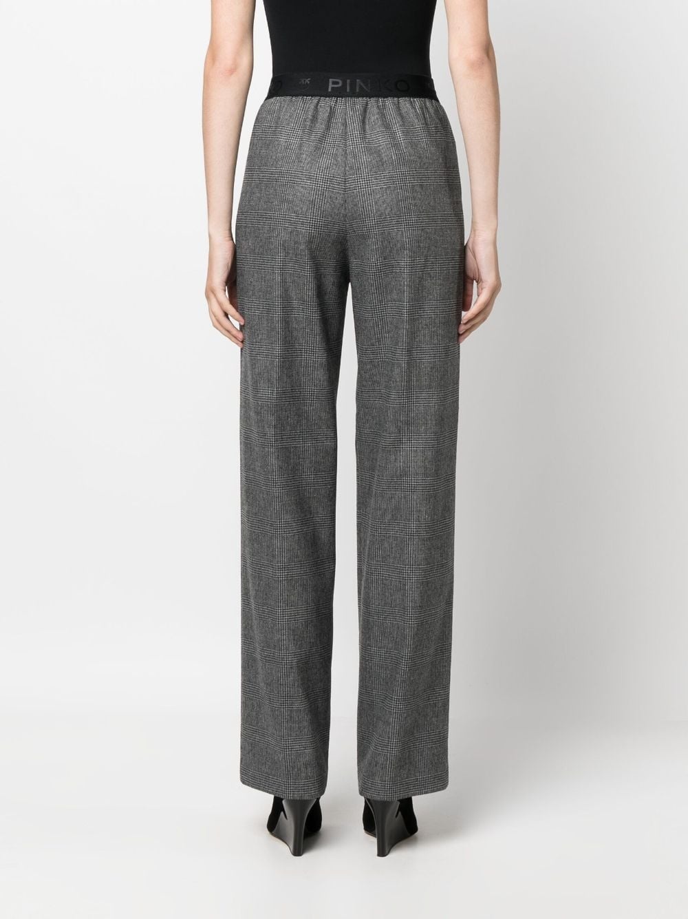 logo-waistband checked trousers - 4