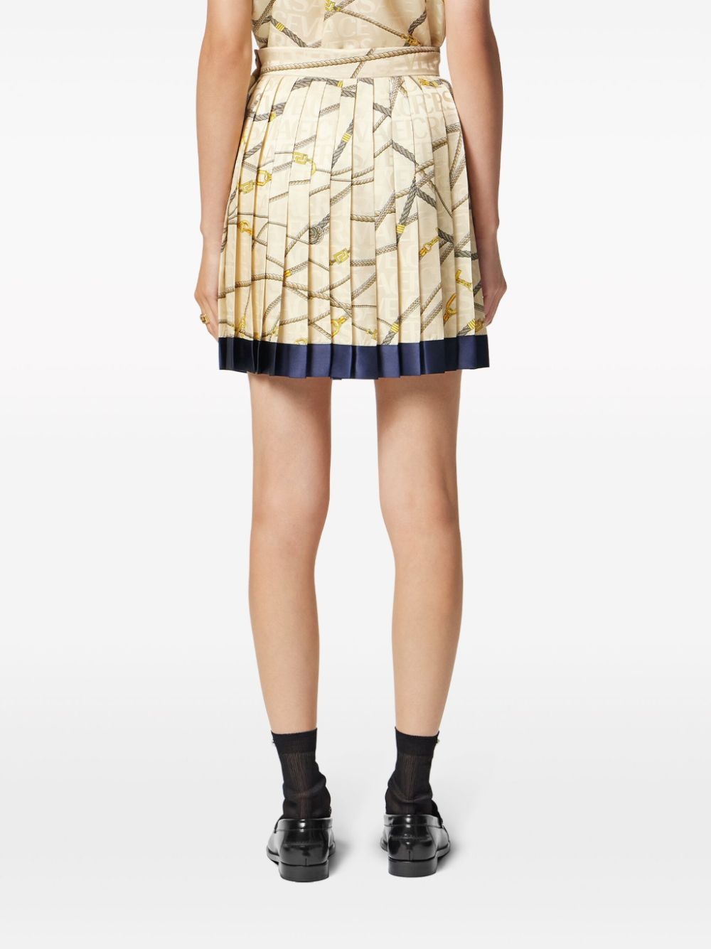 logo-print silk pleated skirt - 3