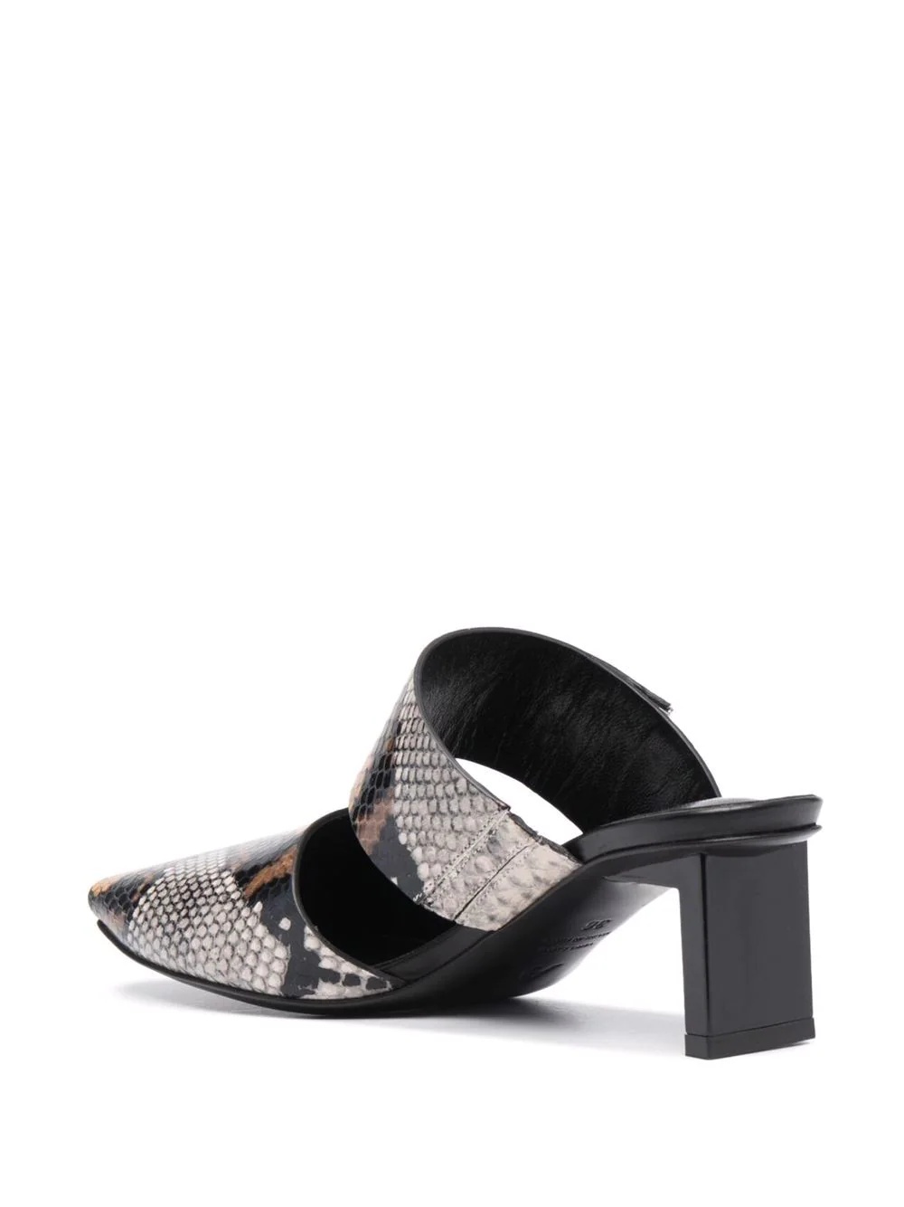 snakeskin print 50mm mules - 3