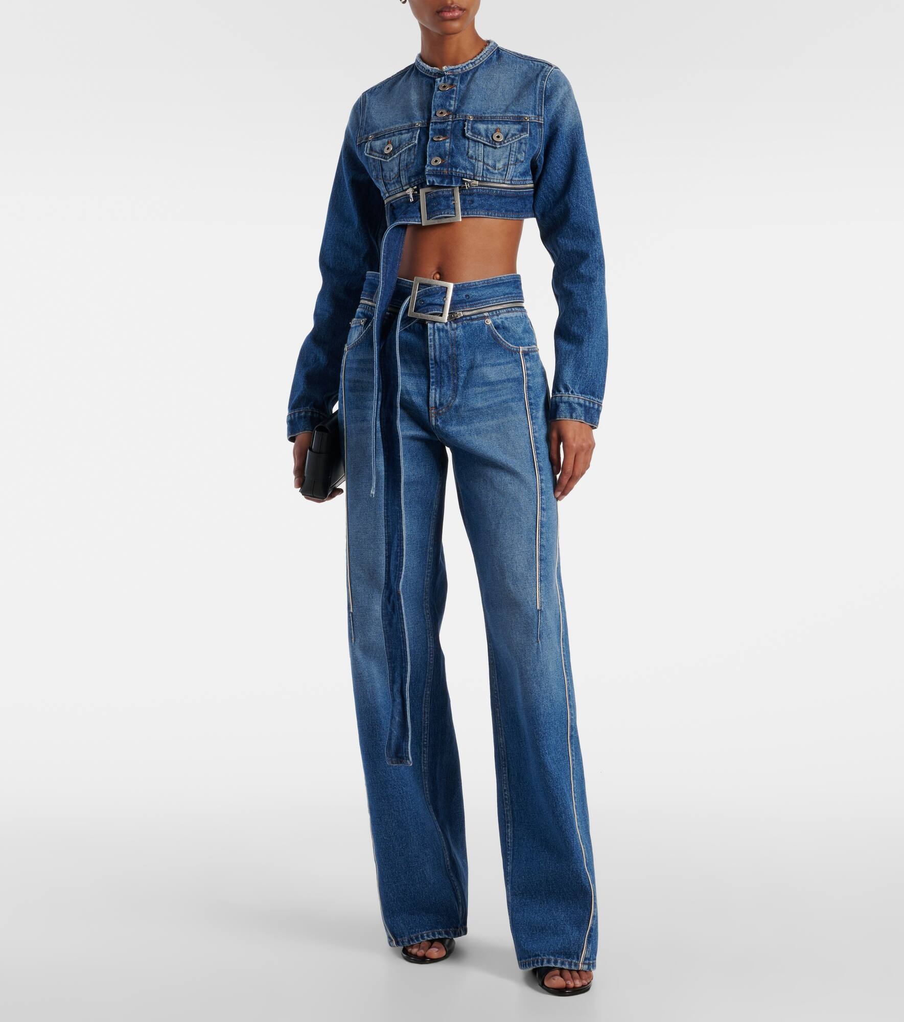 Cropped denim jacket - 8