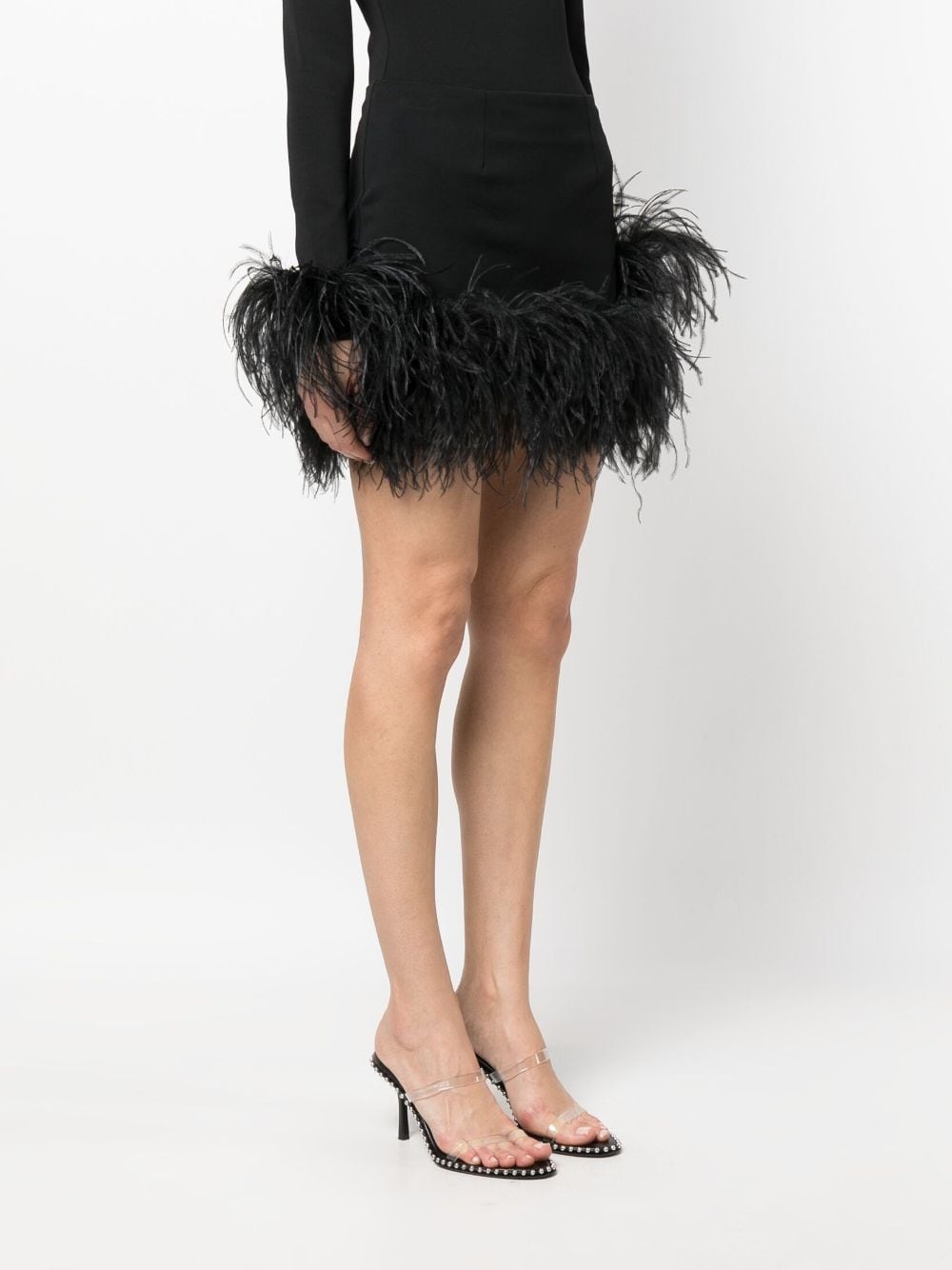 Haile feather-trim mini skirt - 3