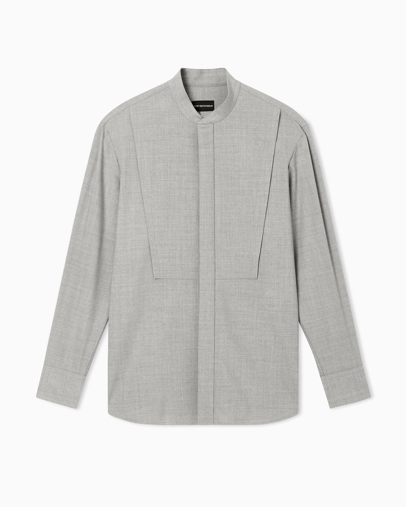 GURU-COLLAR SHIRT IN SOFT-FINISH VIRGIN-WOOL CANVAS 1