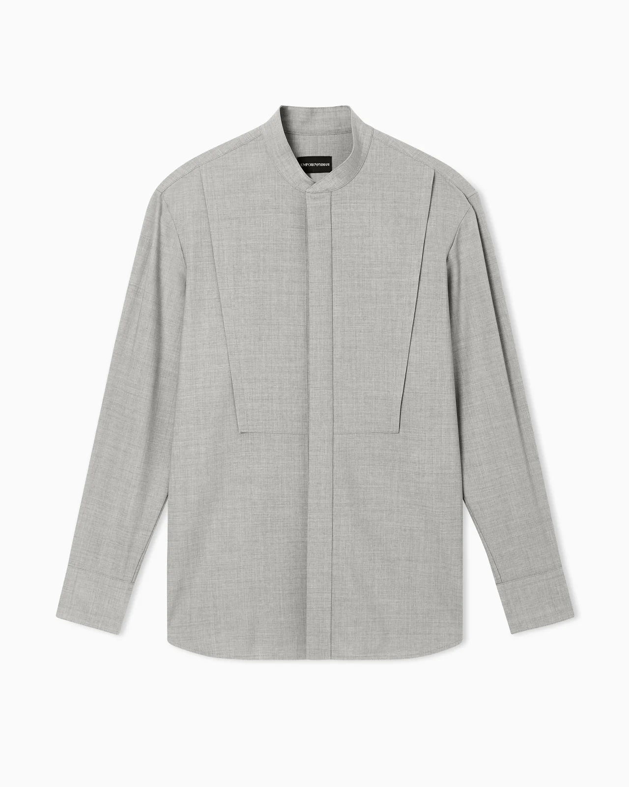 GURU-COLLAR SHIRT IN SOFT-FINISH VIRGIN-WOOL CANVAS - 1