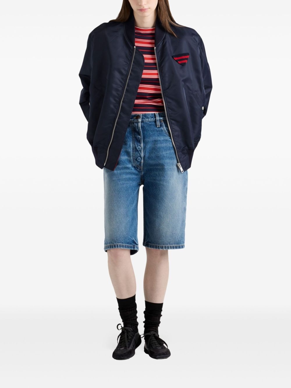 straight-leg denim shorts - 2