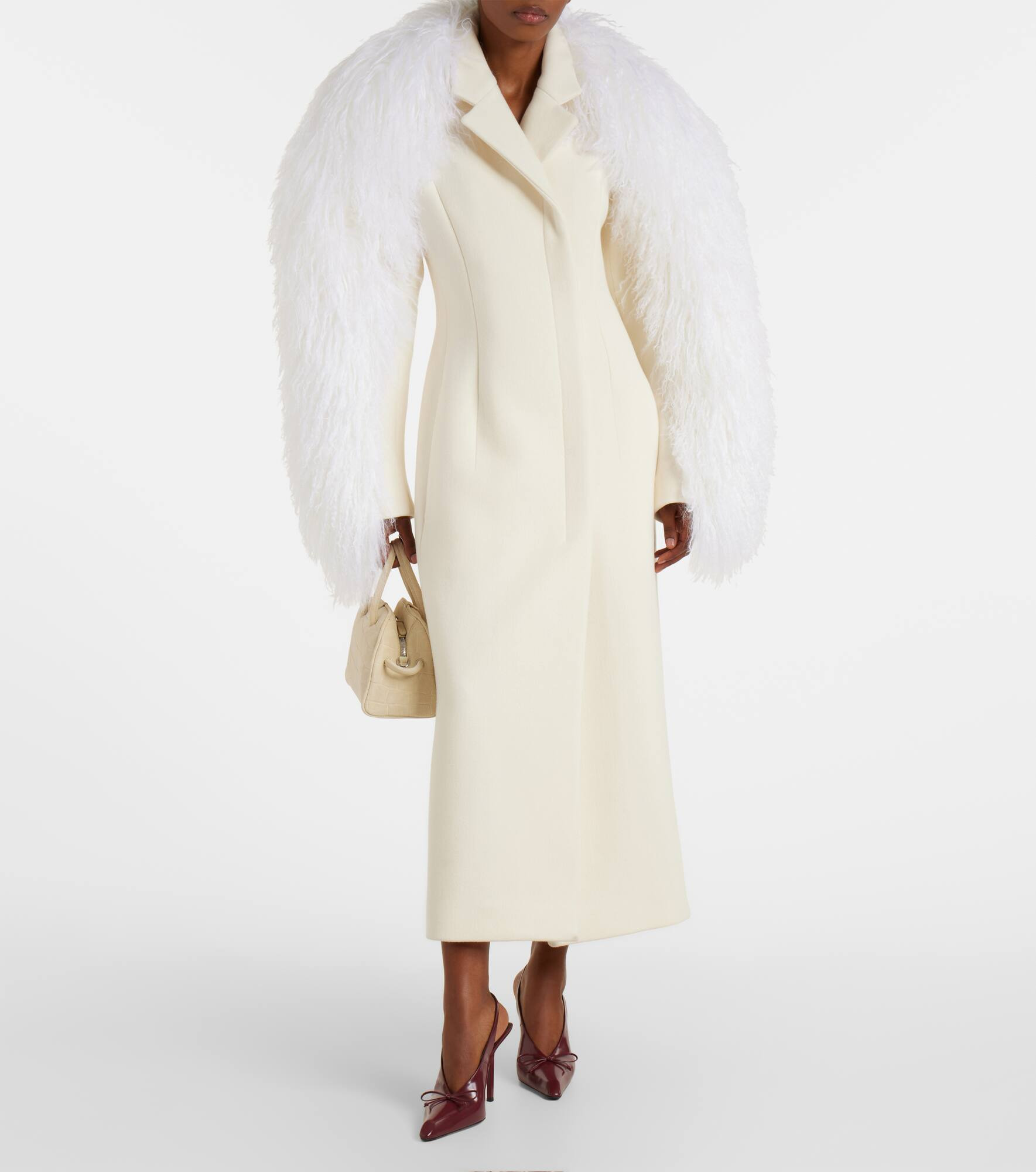 Boa shearling-trimmed virgin wool coat - 2