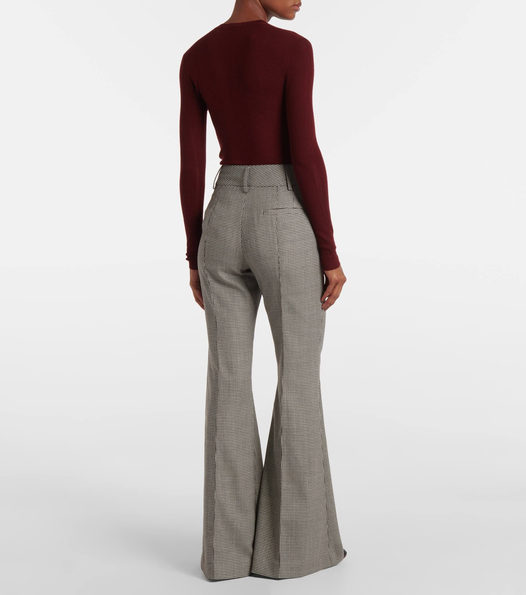 Rhein houndstooth wool flared pants - 3