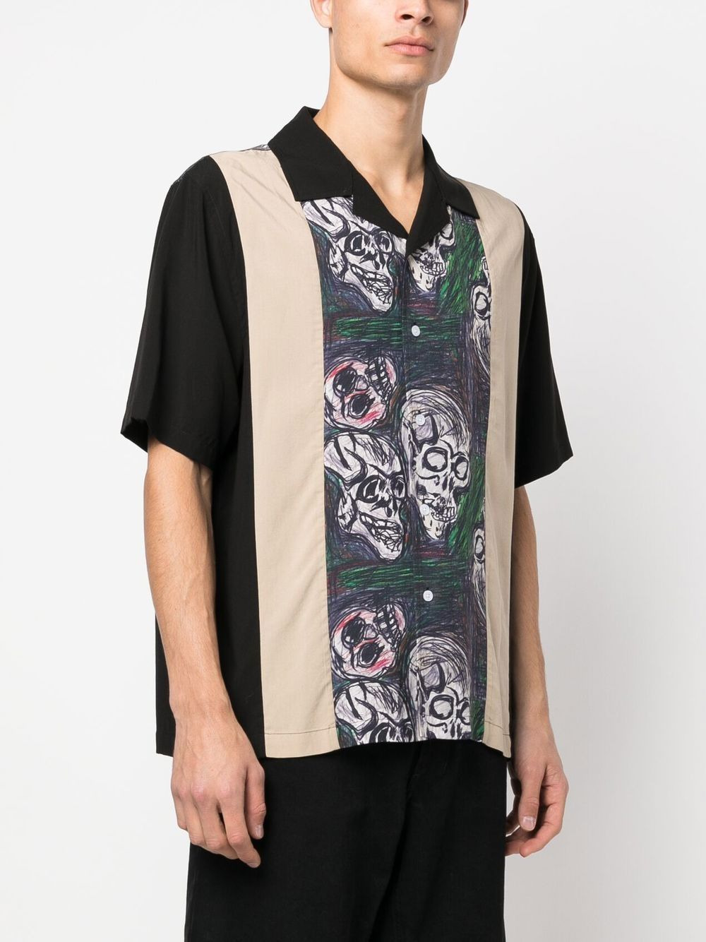 skull-print bowling shirt - 3