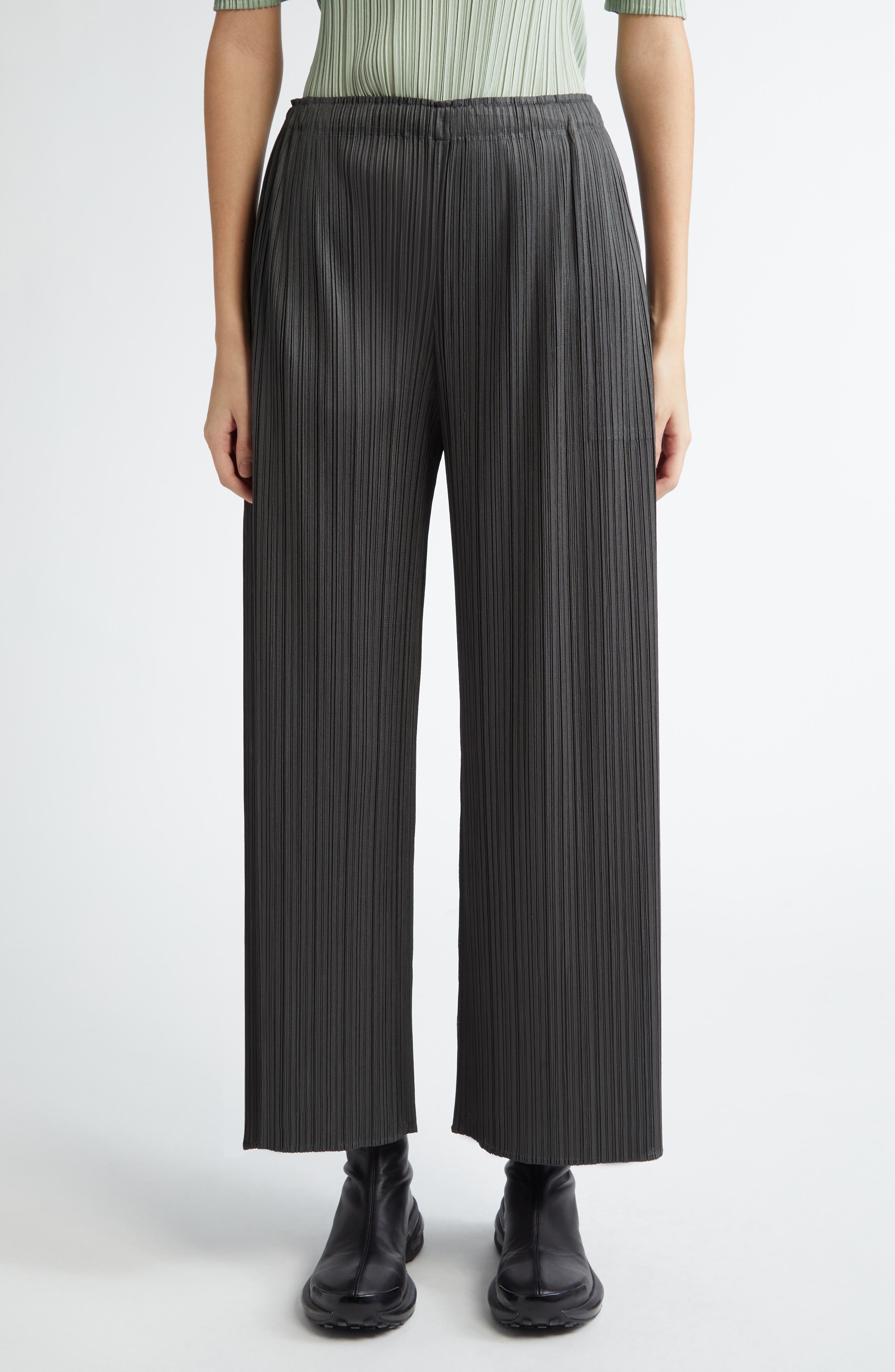 Pleats Please Issey Miyake Monthly Colors June Pleated Pants in Charcoal Gray at Nordstrom - 1