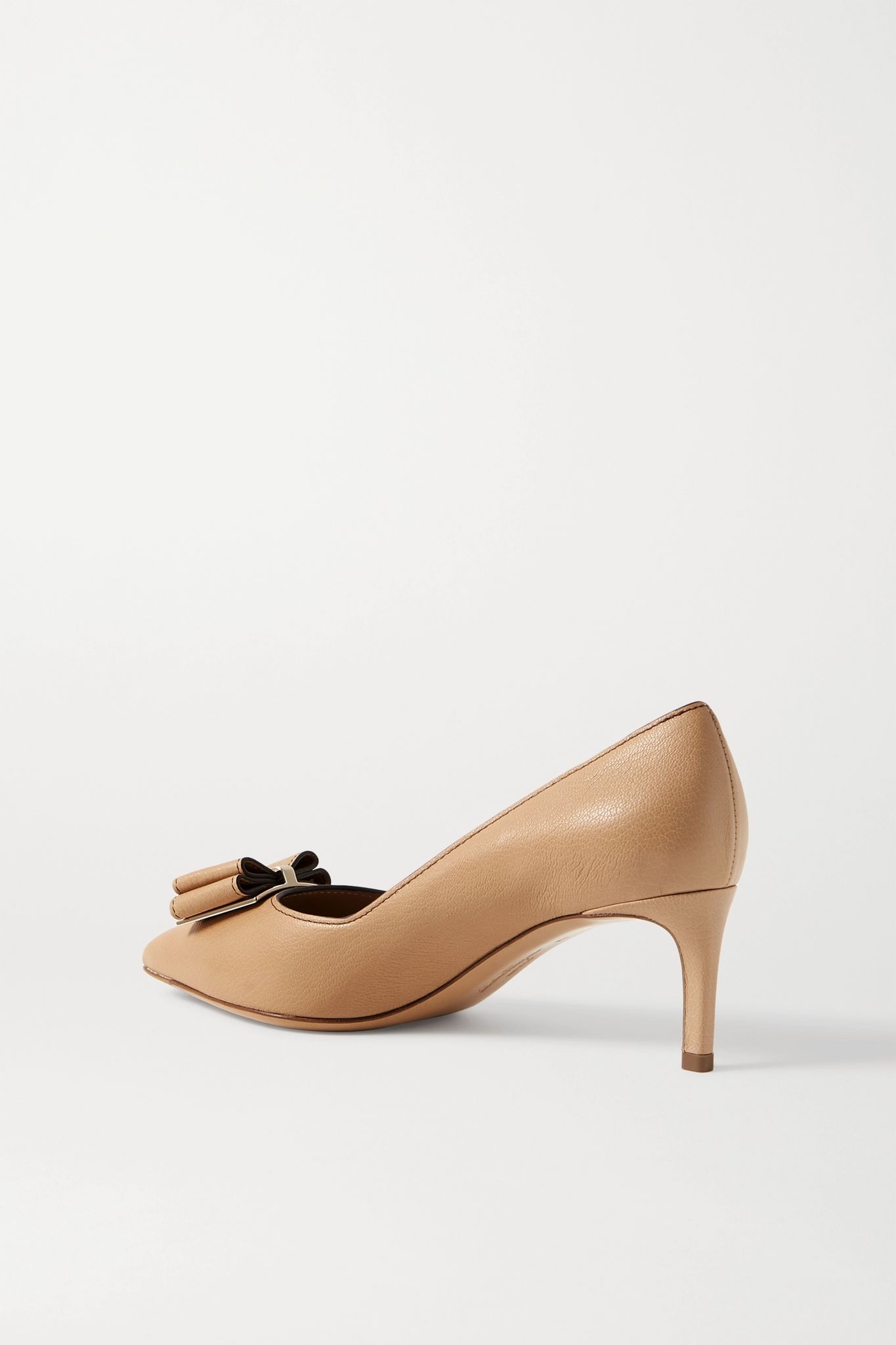 Zaia bow-embellished textured-leather pumps - 3