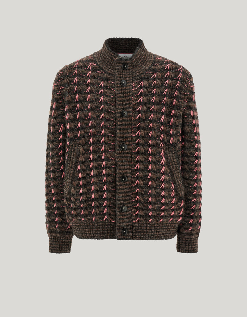 PATTERNED ALPACA AND WOOL BLEND MACRO JACQUARD CARDIGAN 1