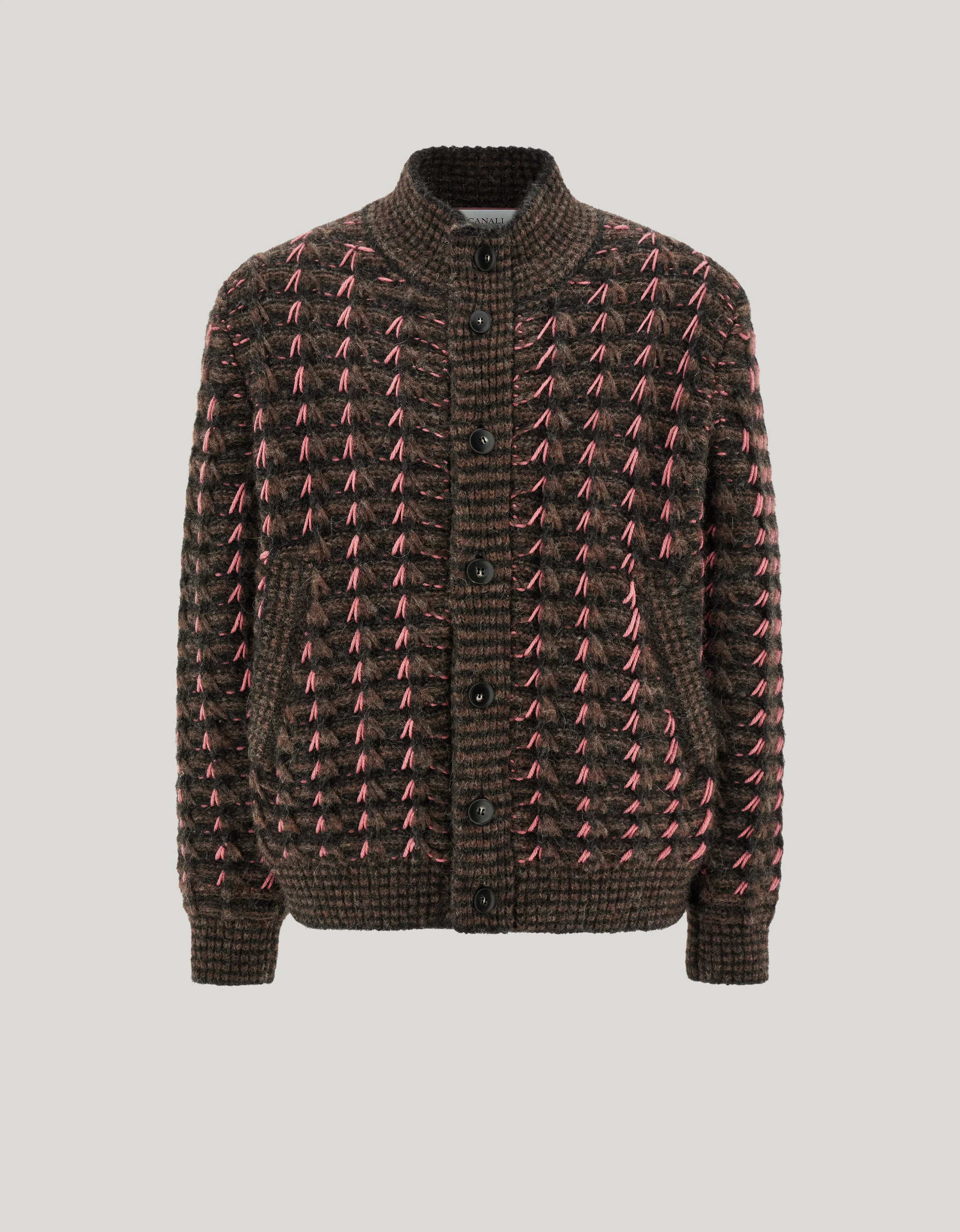 PATTERNED ALPACA AND WOOL BLEND MACRO JACQUARD CARDIGAN - 1