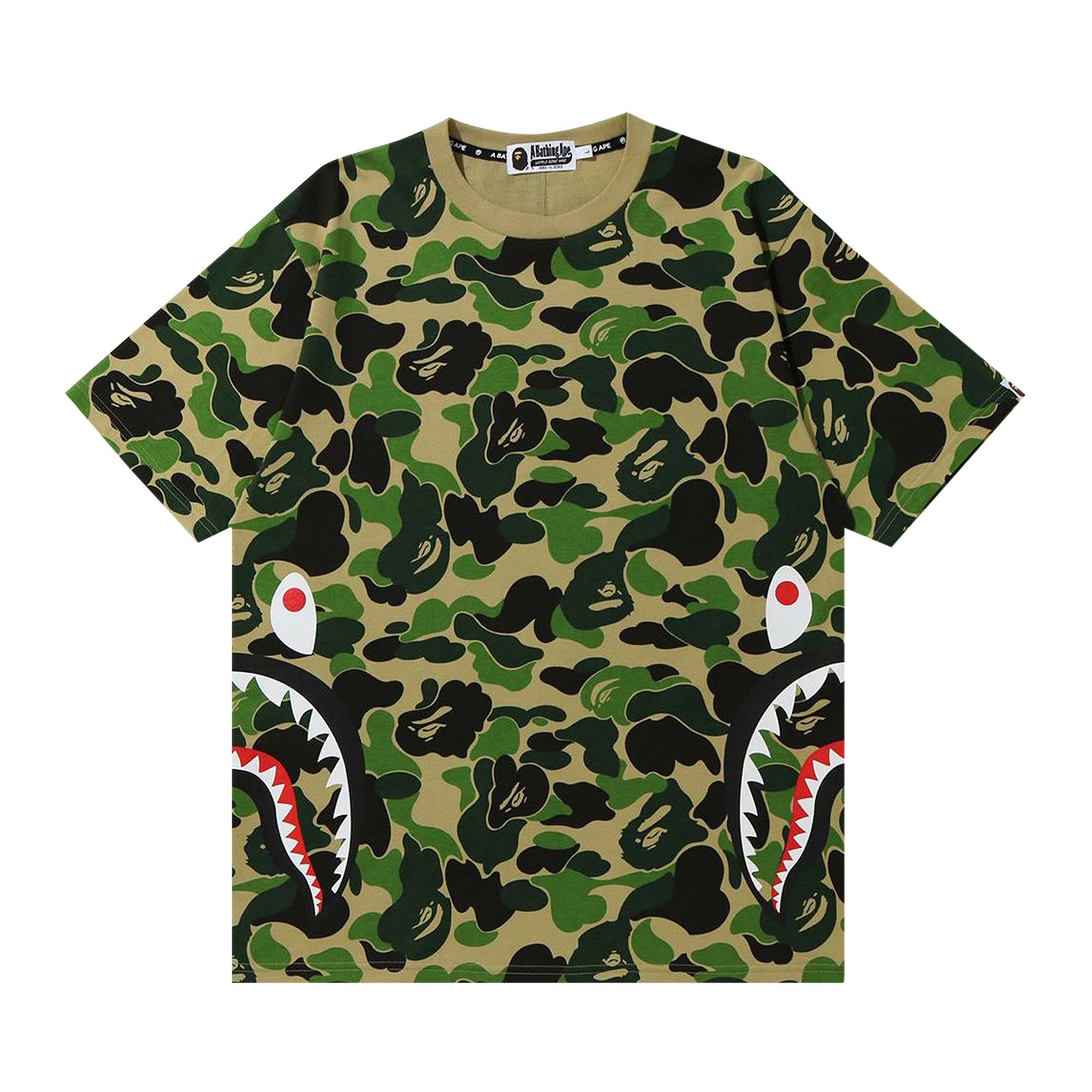 BAPE ABC Camo Side Shark Tee 'Green' - 1