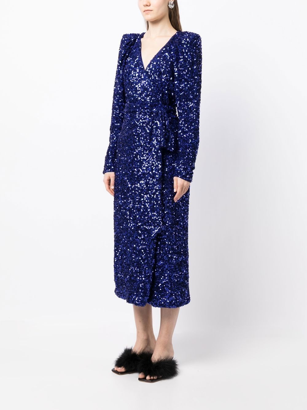 sequin-embellished wrap midi dress - 3