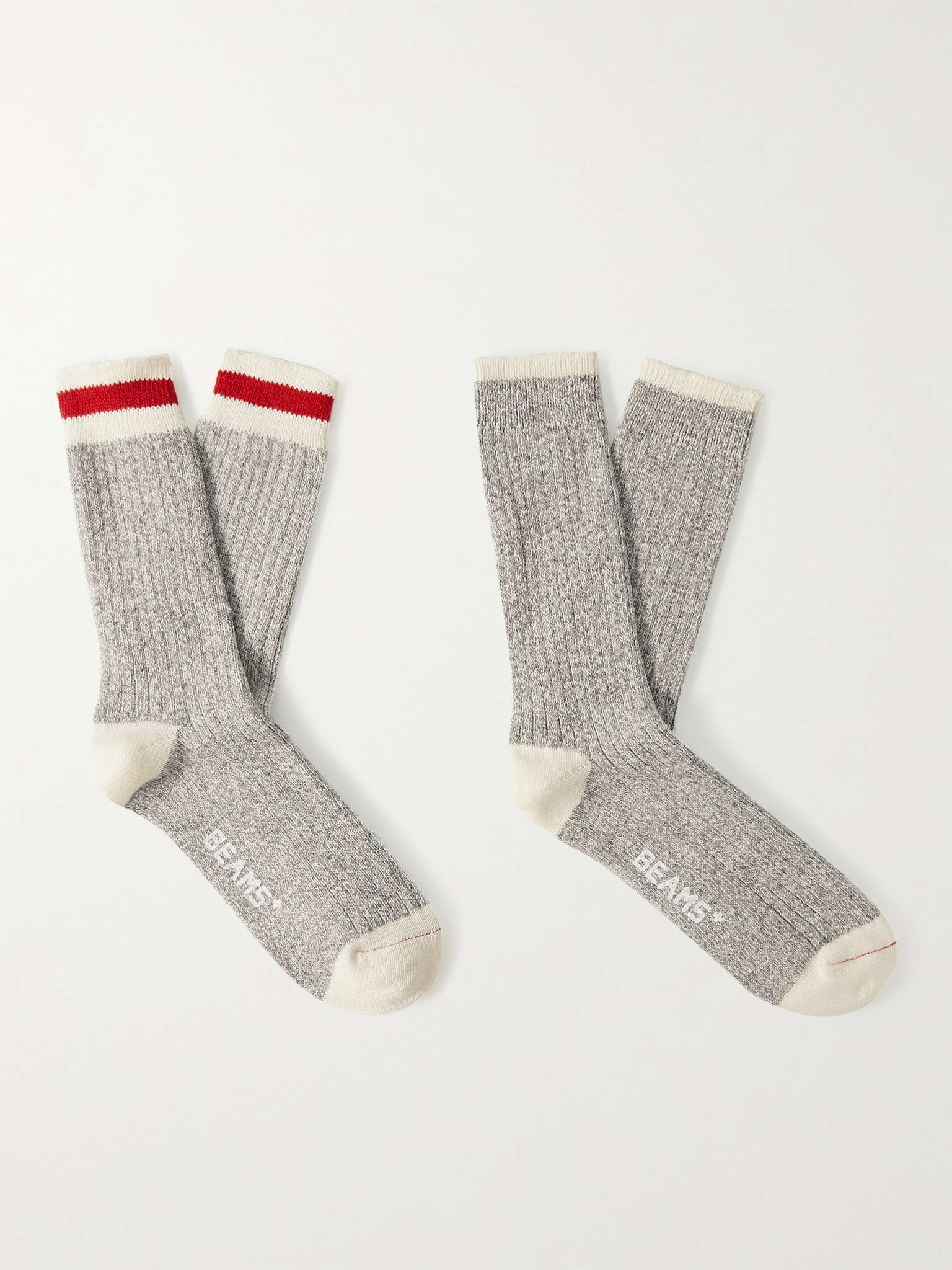 Two-Pack Striped Mélange Cotton-Blend Socks - 1