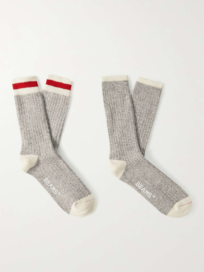 BEAMS PLUS Two-Pack Striped Mélange Cotton-Blend Socks outlook