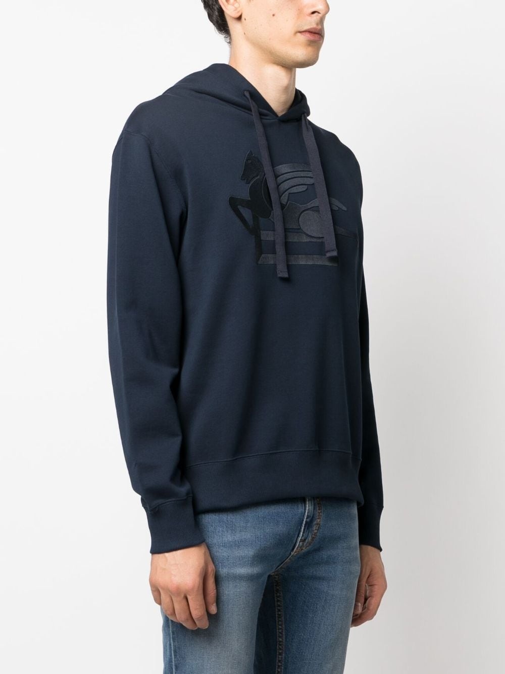 logo-embroidered cotton hoodie - 3