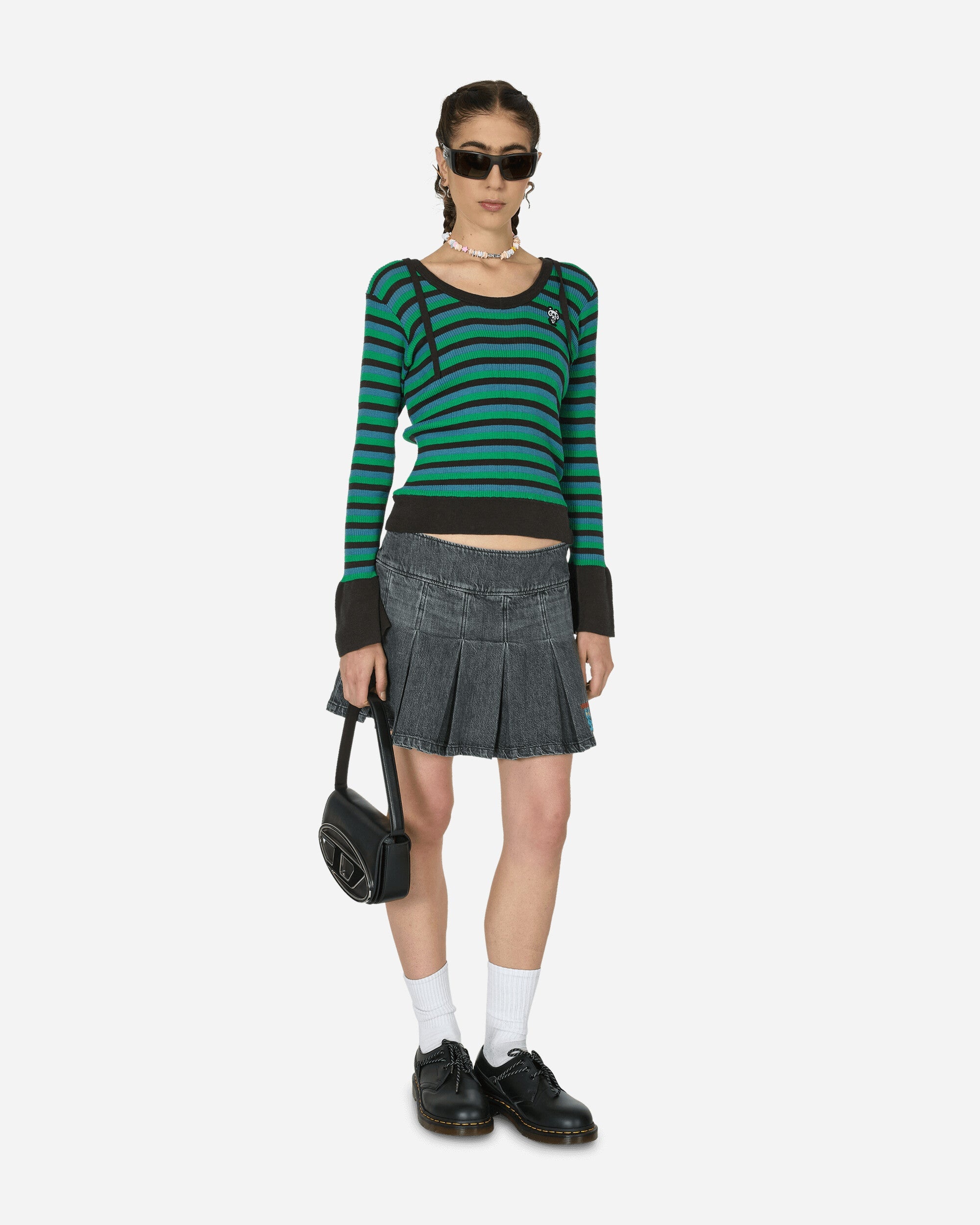 HYS Mouse Pleated Denim Skirt Black - 4