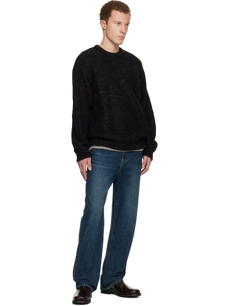 Wooyoungmi Black Stitch Line Round Neck Sweater outlook