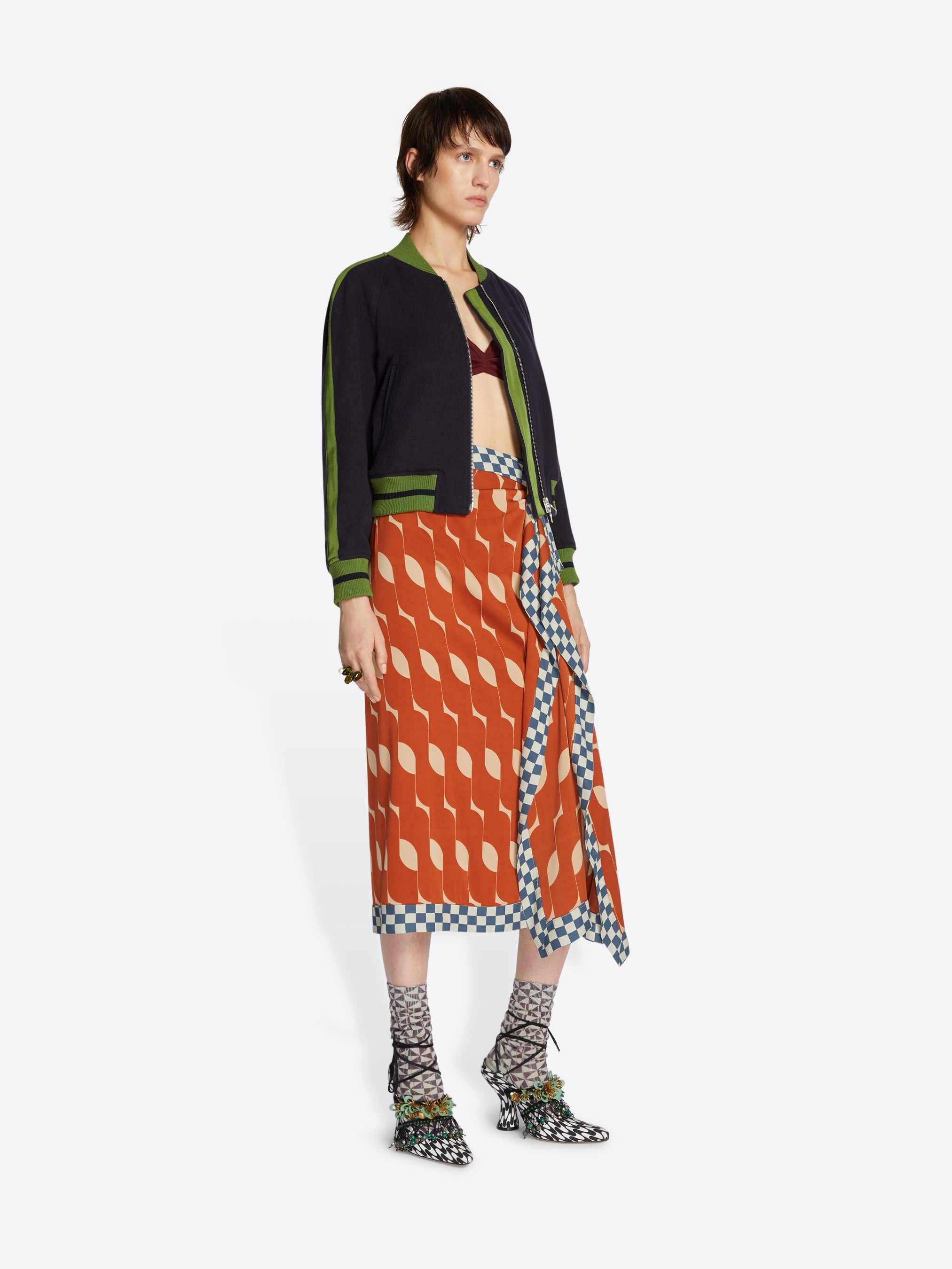 PRINTED DRAPED SKIRT - 3