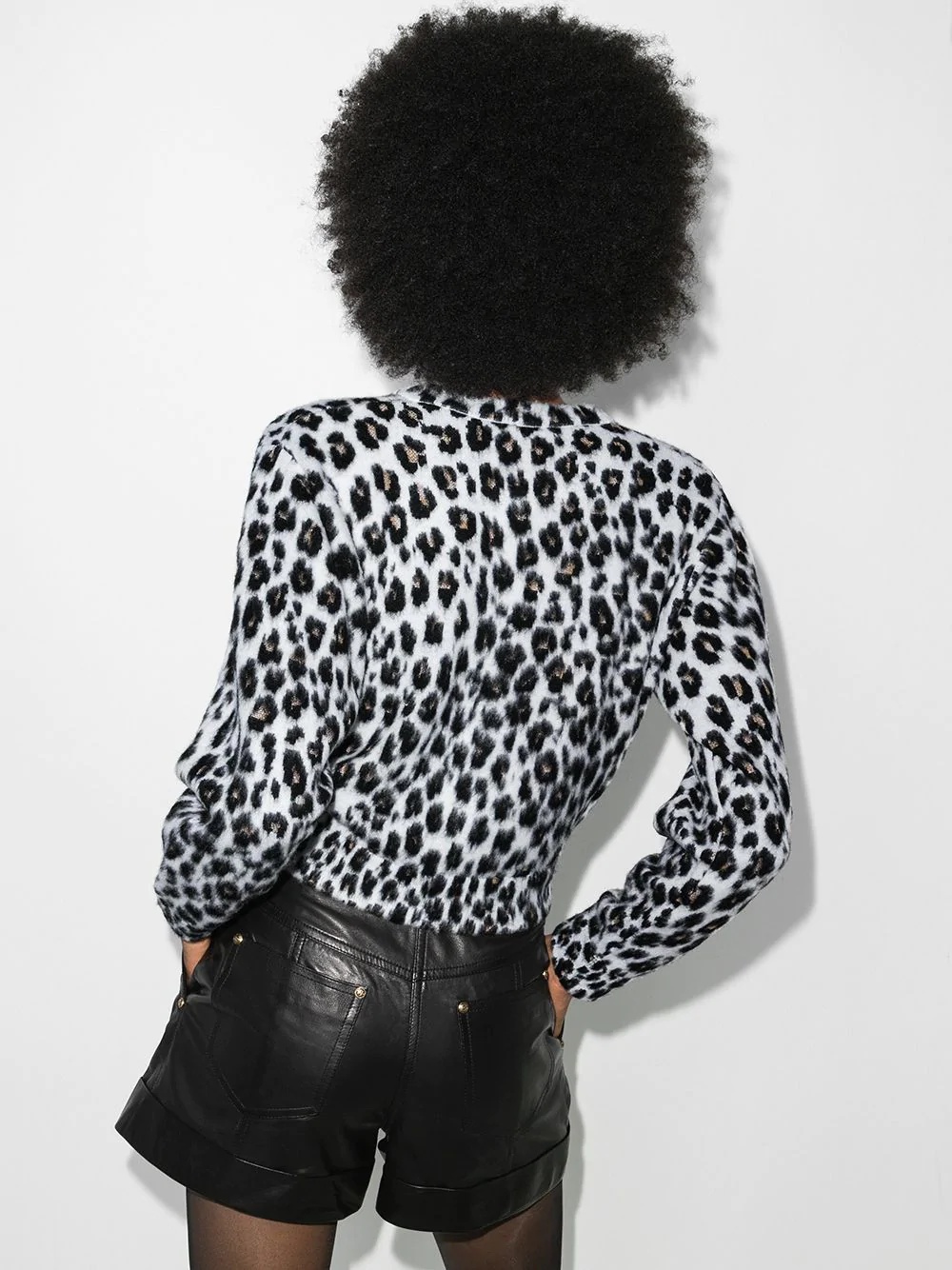 leopard-print knit cardigan - 3