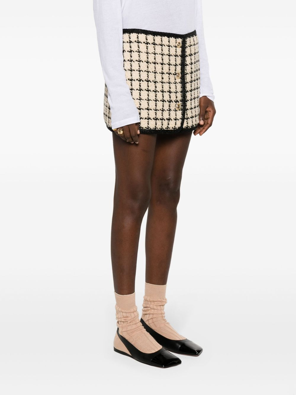 check-pattern tweed miniskirt - 3