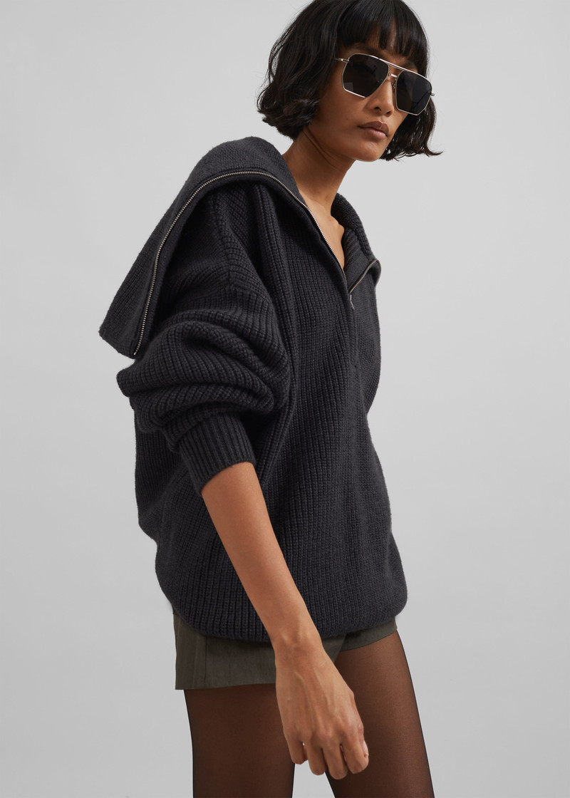 Hazel Oversized Wool Jumper - Dark Grey 5