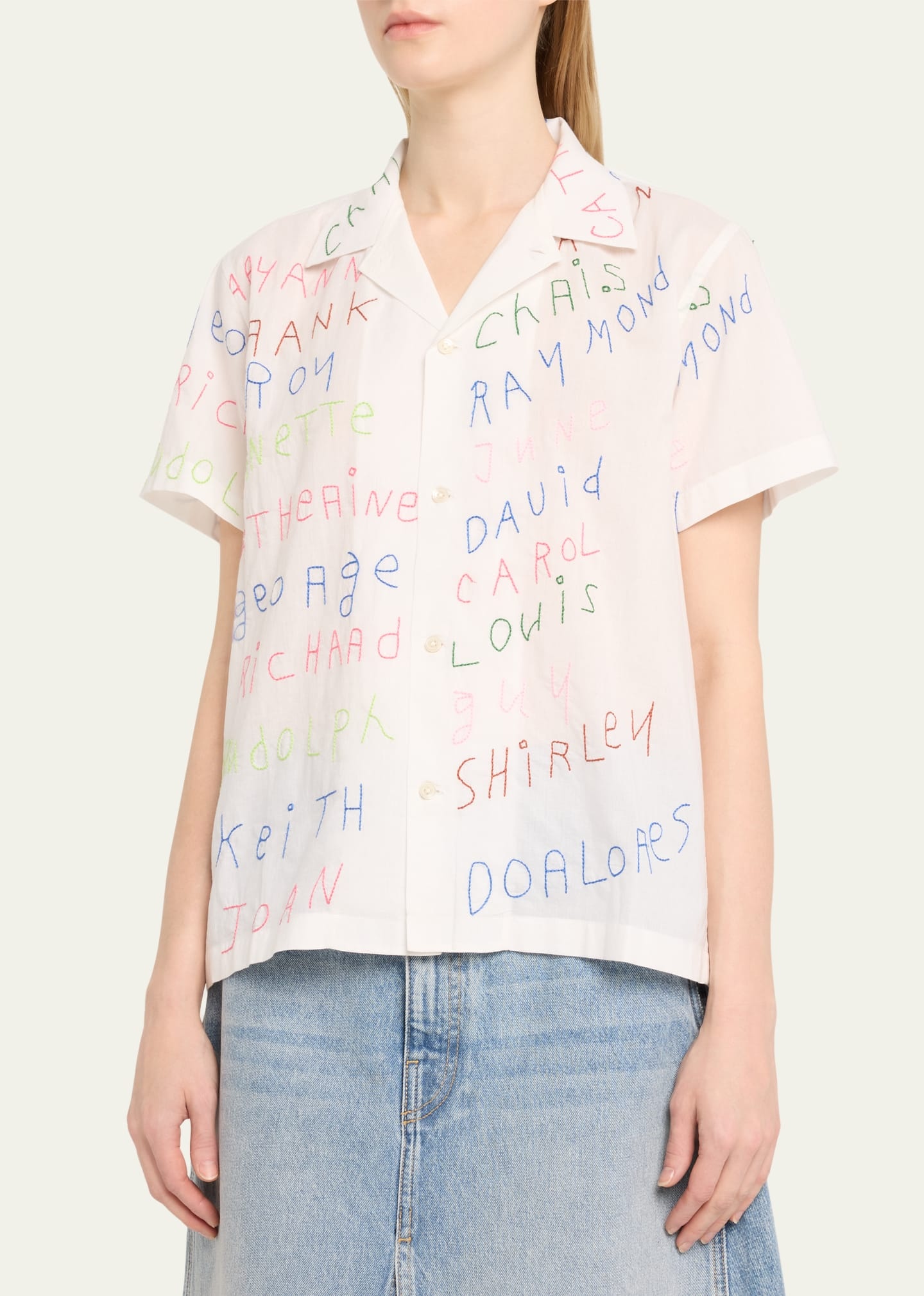 Familial Hall Embroidered Poplin Short Sleeve Shirt - 4