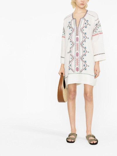 Isabel Marant embroidered split neck minidress outlook