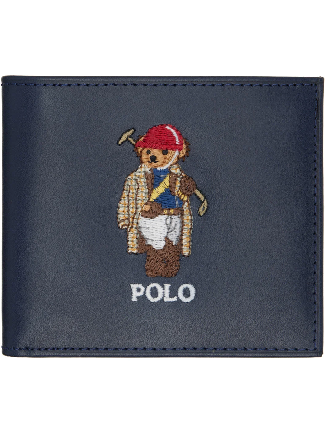 Navy Polo Bear Leather Billfold Wallet - 1