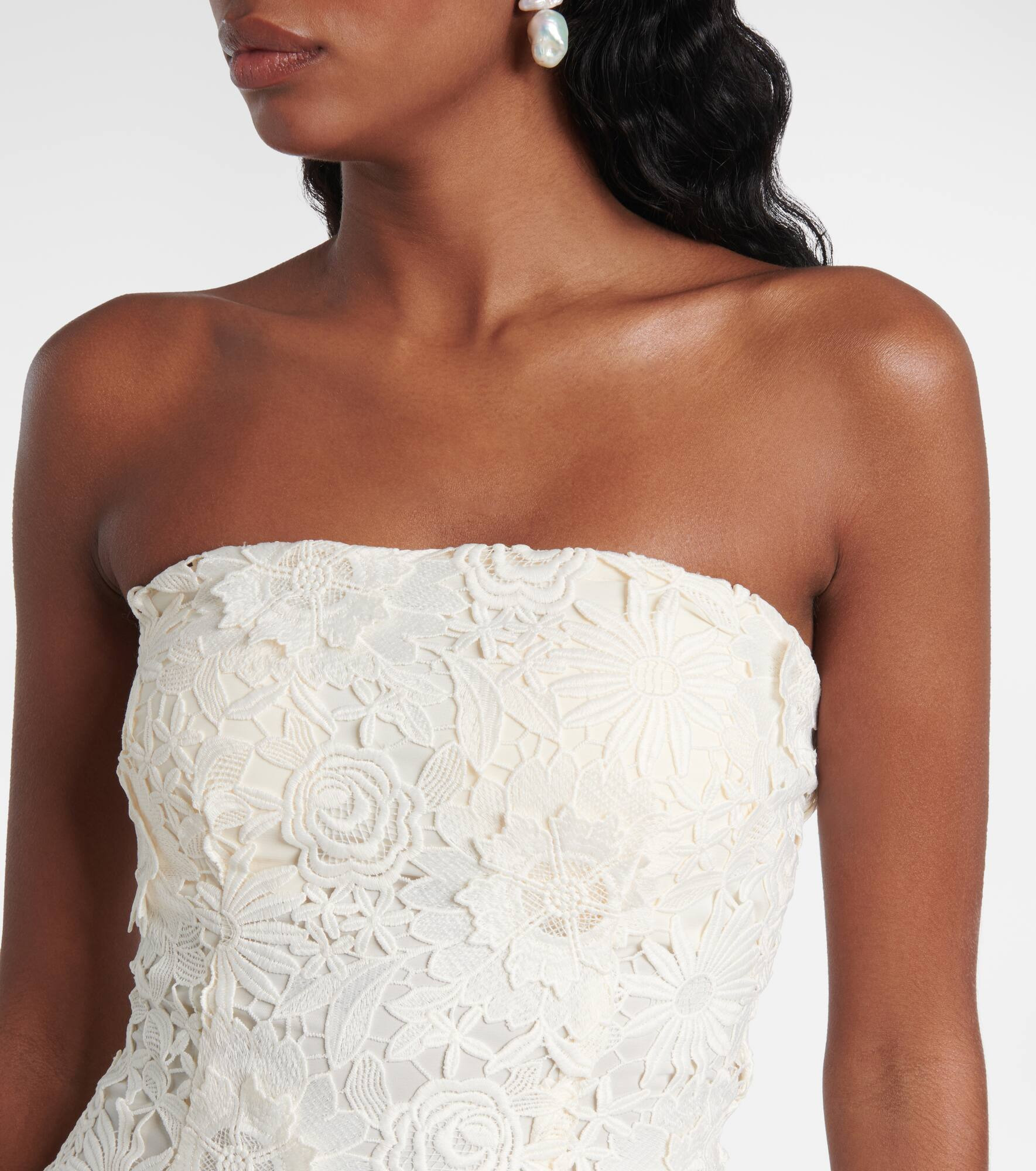 Bridal strapless lace midi dress - 4