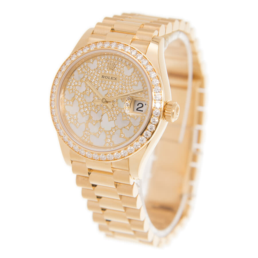Rolex Datejust 31 Mother of Pearl Butterfly Diamond Dial Ladies President Watch 278288PAVEP - 4