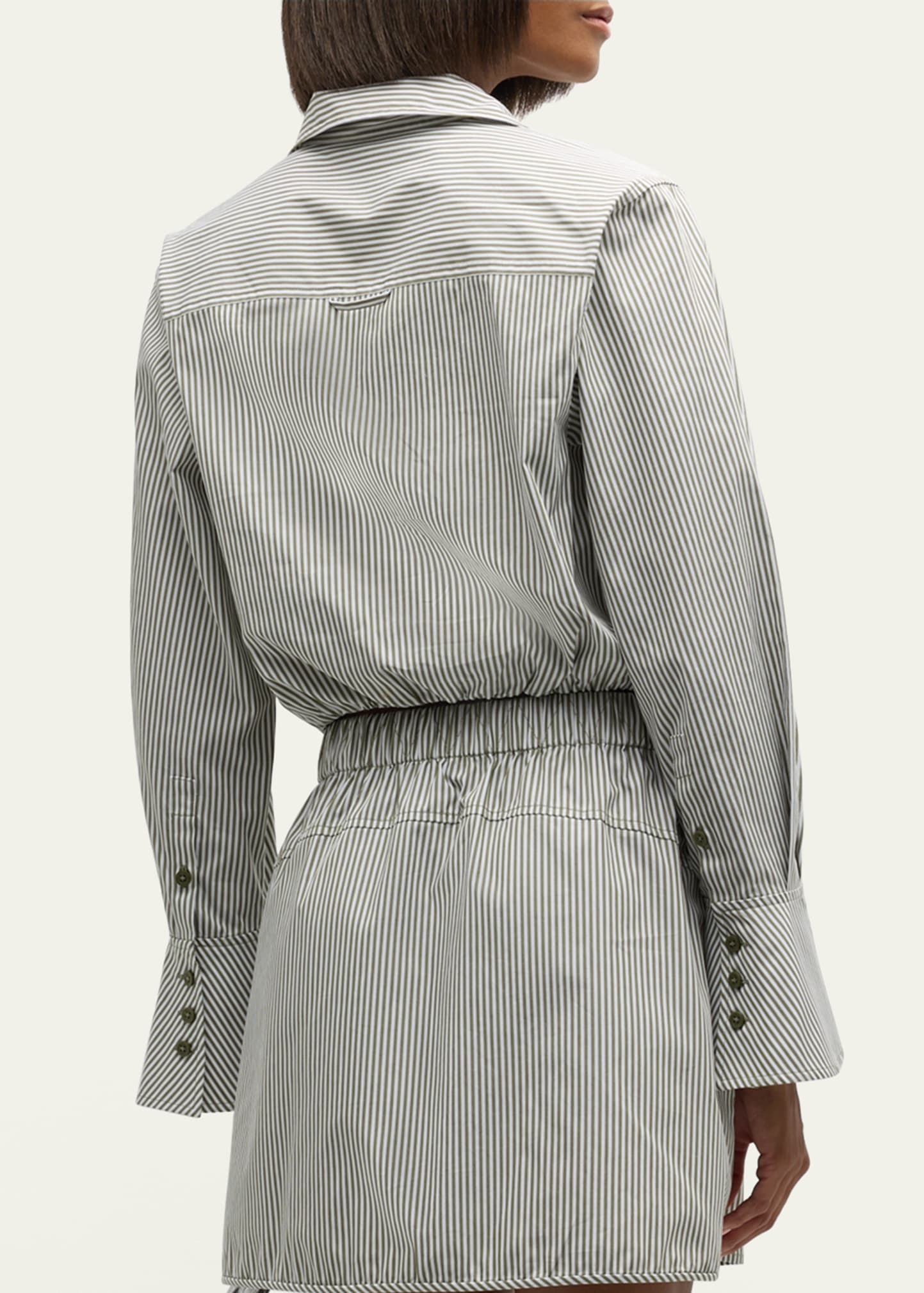 Blythe Cropped Cotton Stripe Button-Front Top - 3