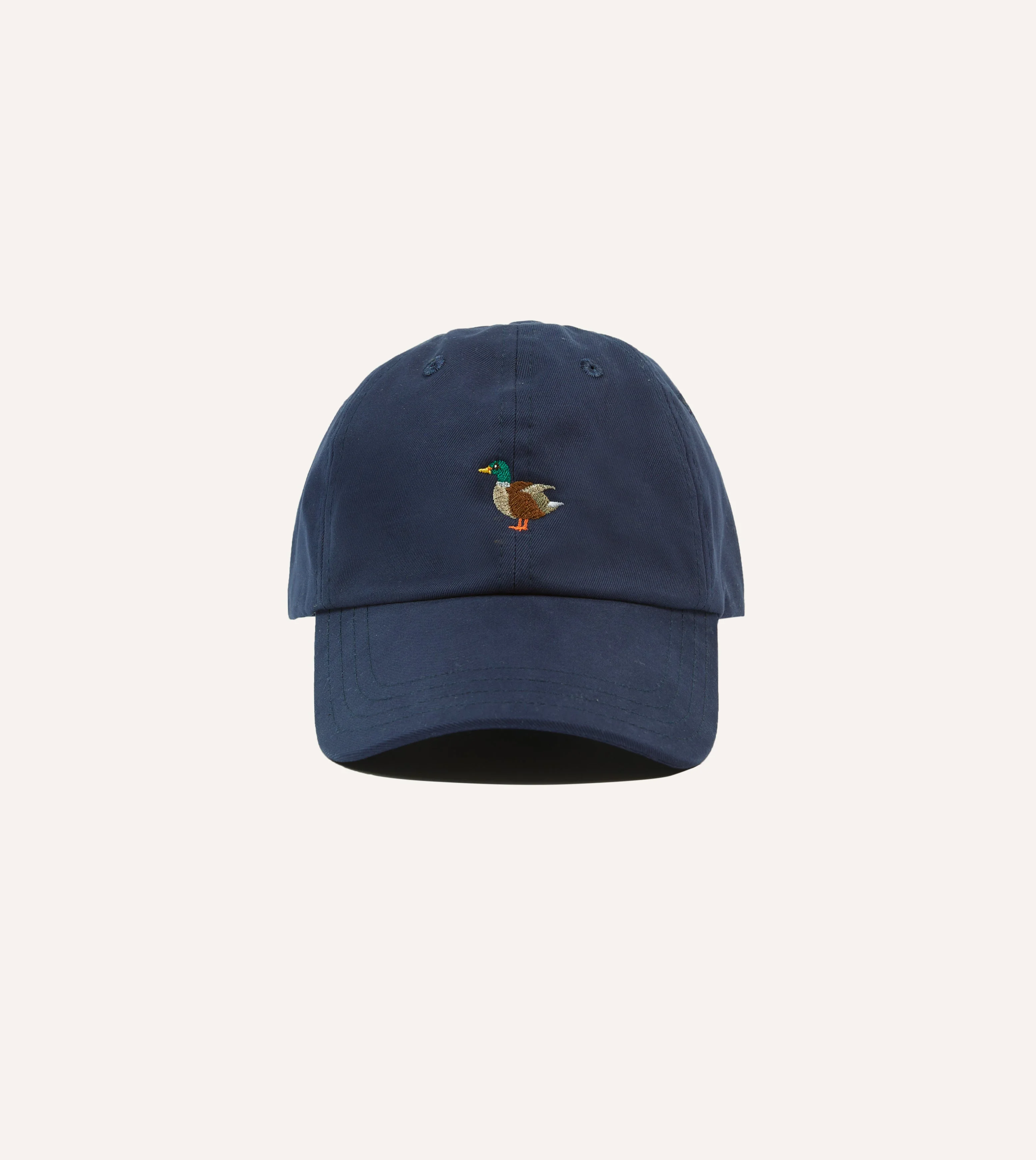 Navy Duck Emblem Cotton Baseball Cap - 1