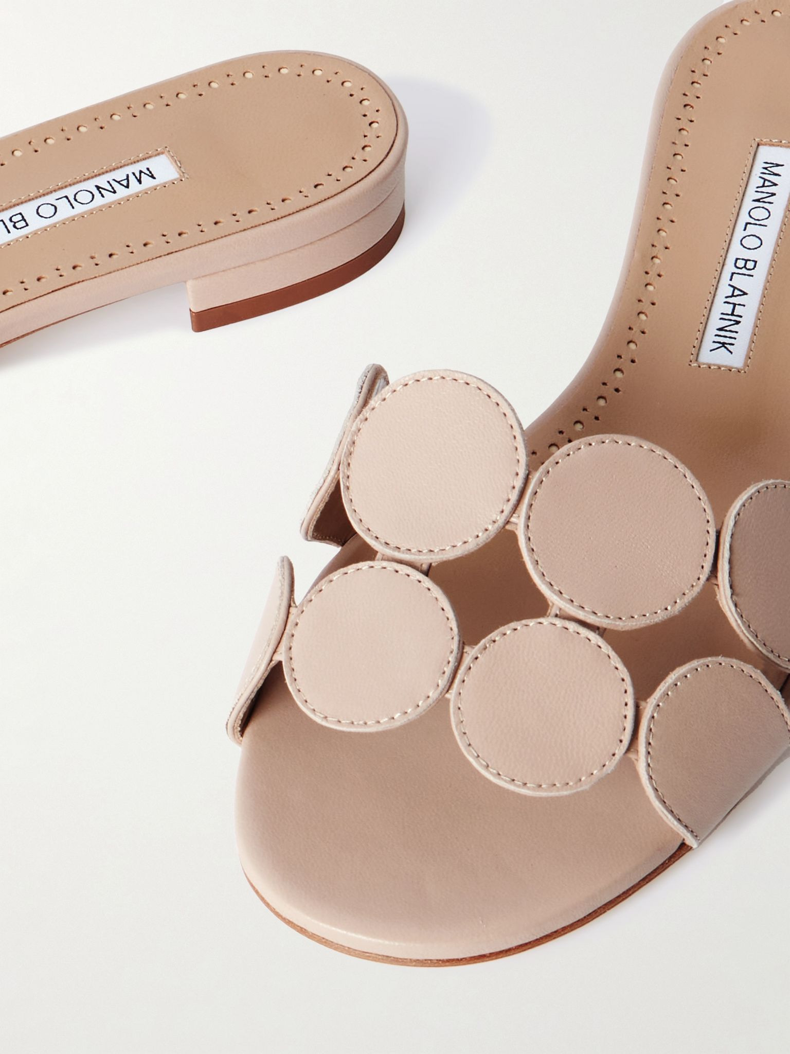 Haribalmu 10 cutout leather slides Beige - 4