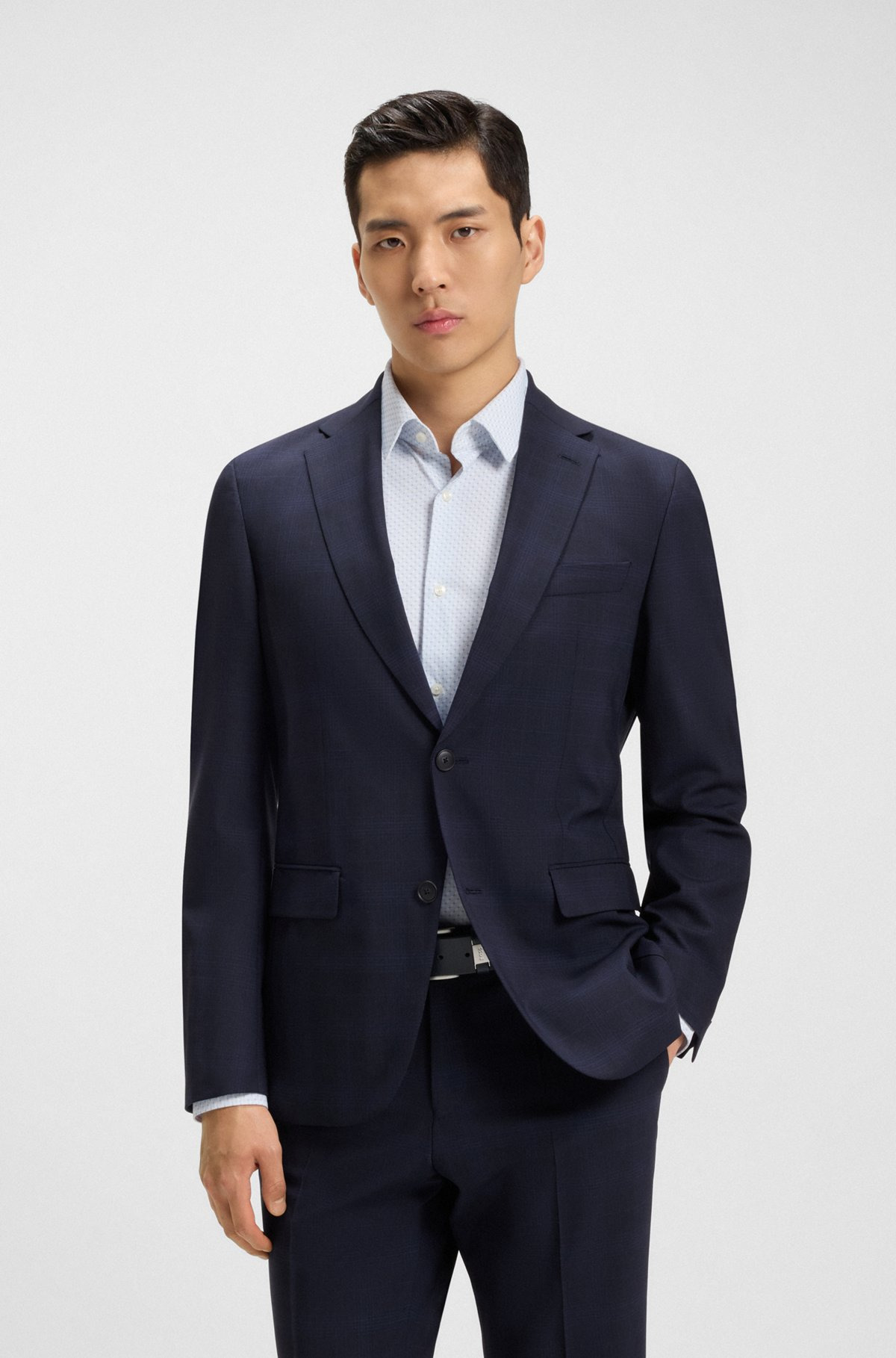 SLIM-FIT SUIT IN CHECKED CREASE-RESISTANT STRETCH WOOL - 2