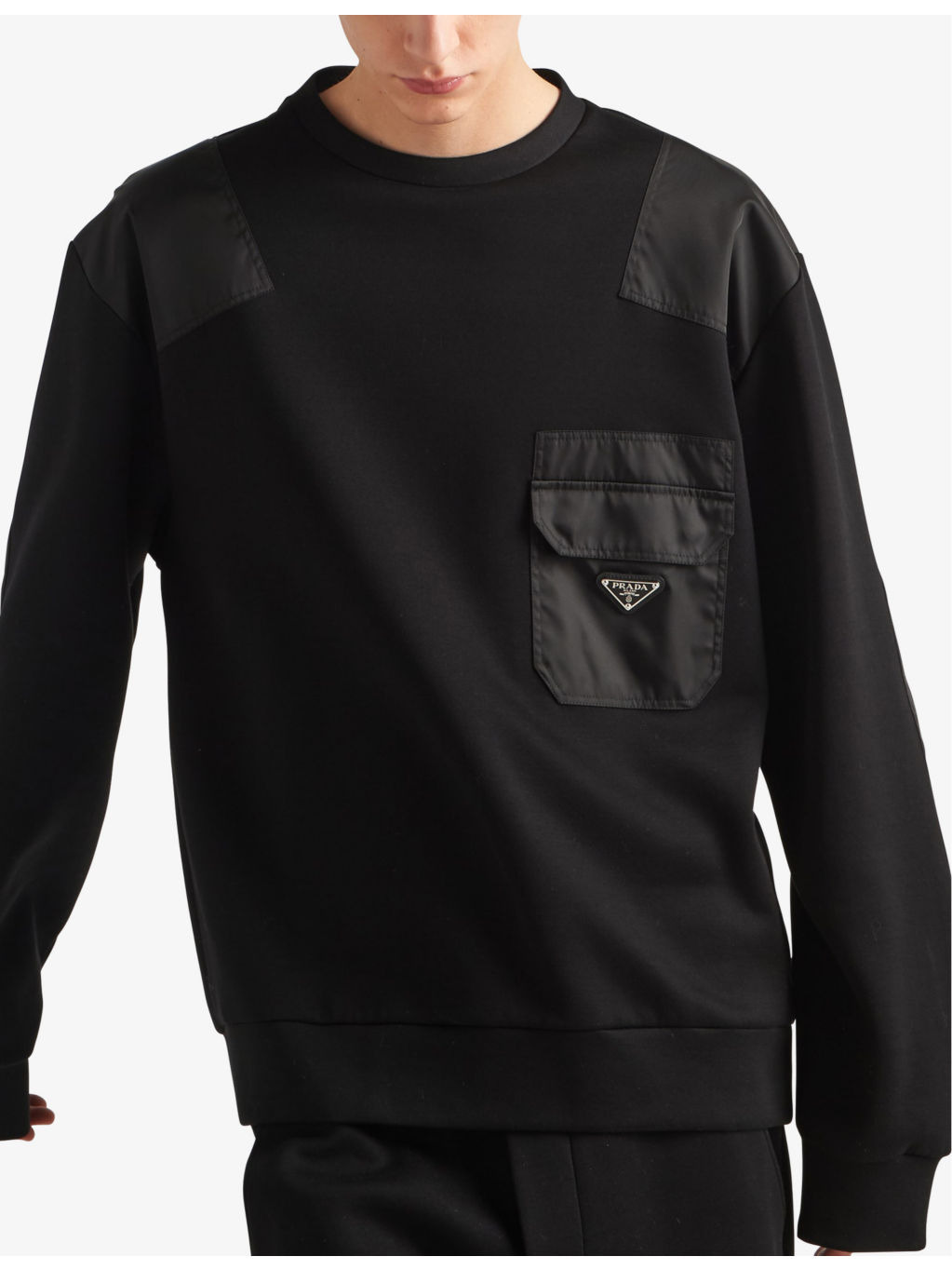 Re-Nylon flap-pocket cotton and recycled-nylon sweatshirt - 3