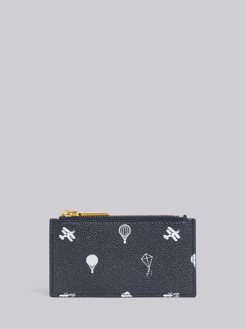 Navy Pebble Grain Leather 3d Kite Half Drop Zippered Card Wallet 1