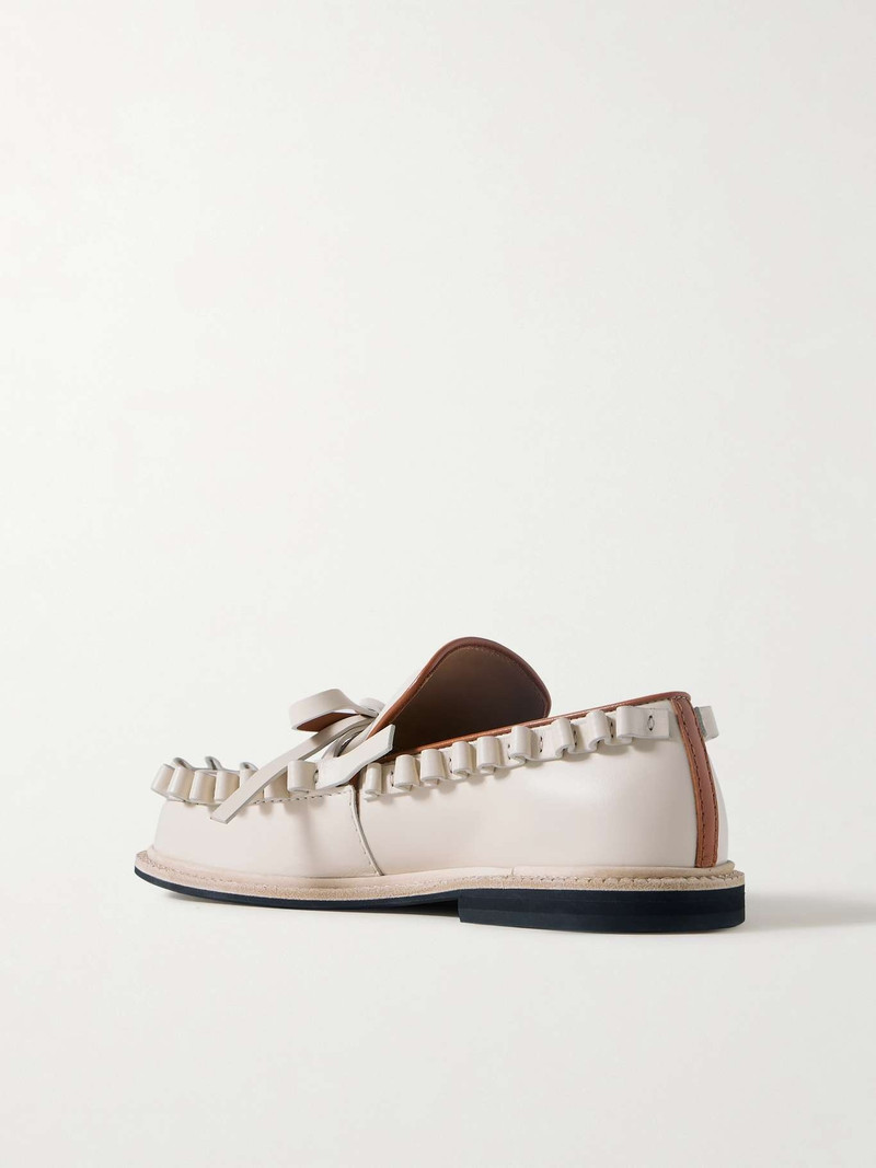 Ruffled 가죽 loafers 오프 화이트 4