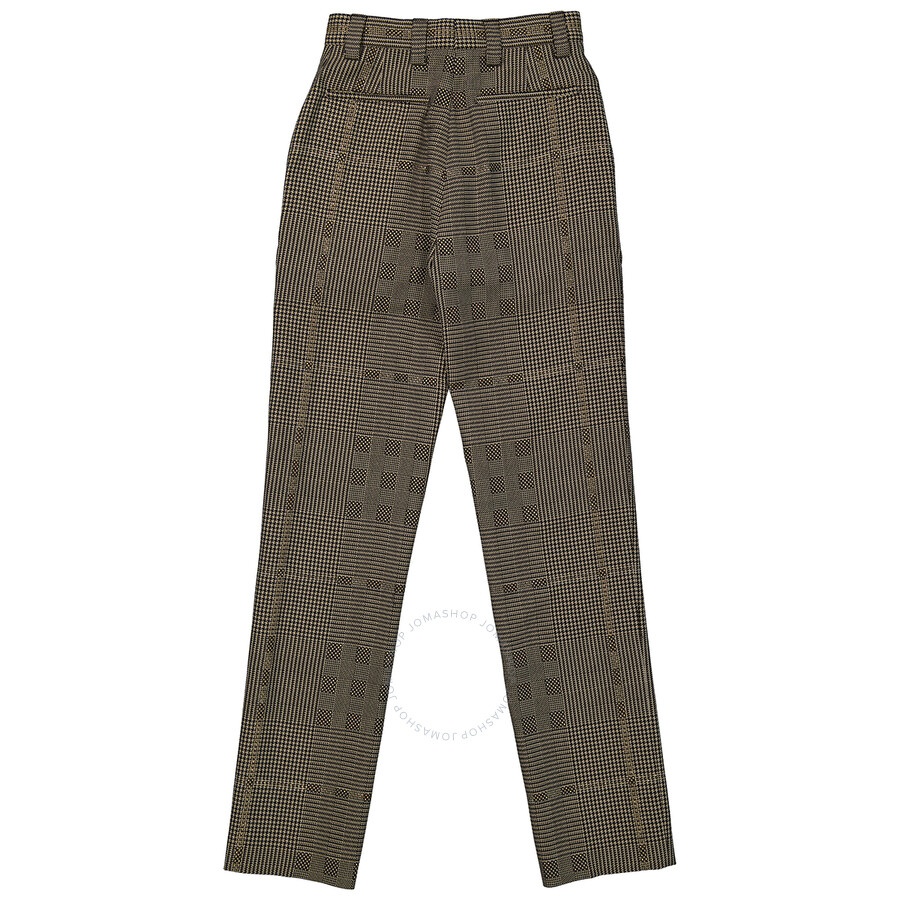 Burberry Ladies Brown Check Wool Jacquard Tailored Trousers - 2