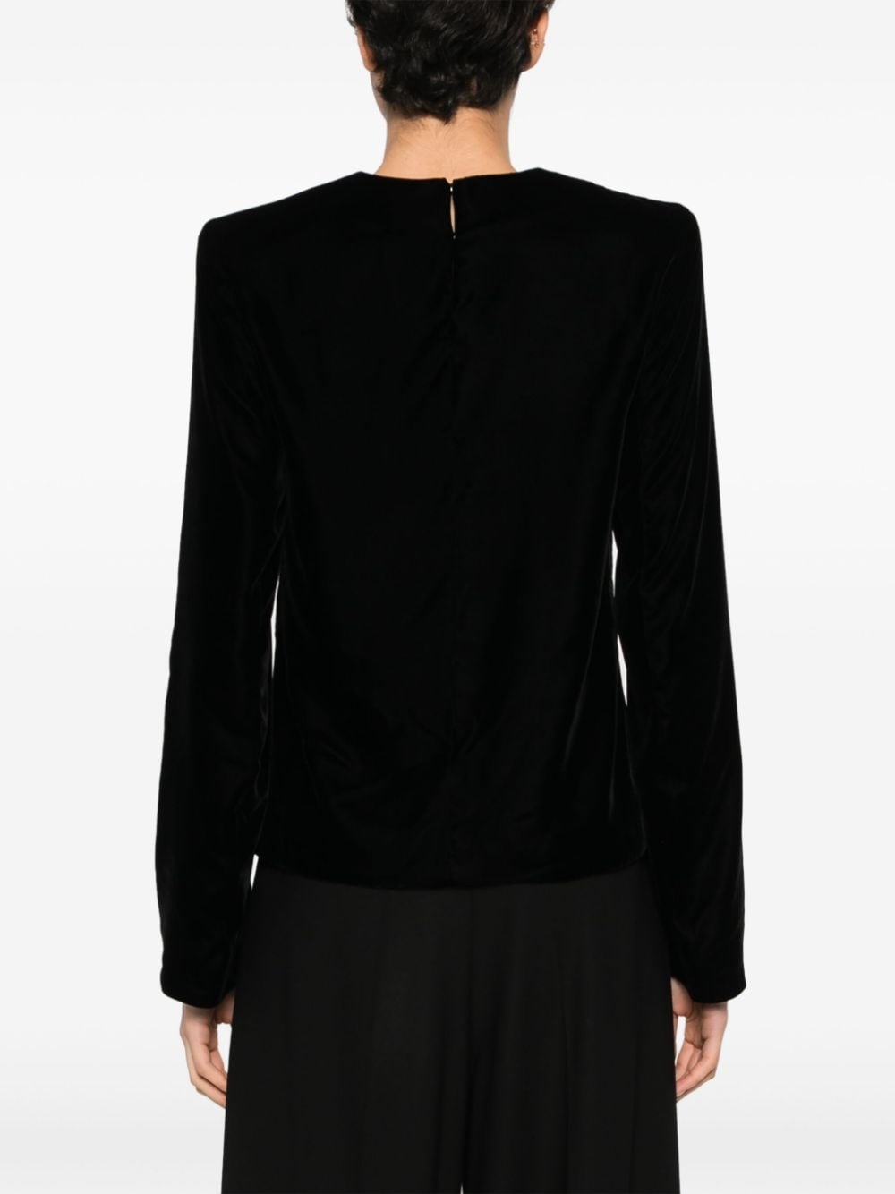 shoulder-pads velvet blouse - 4