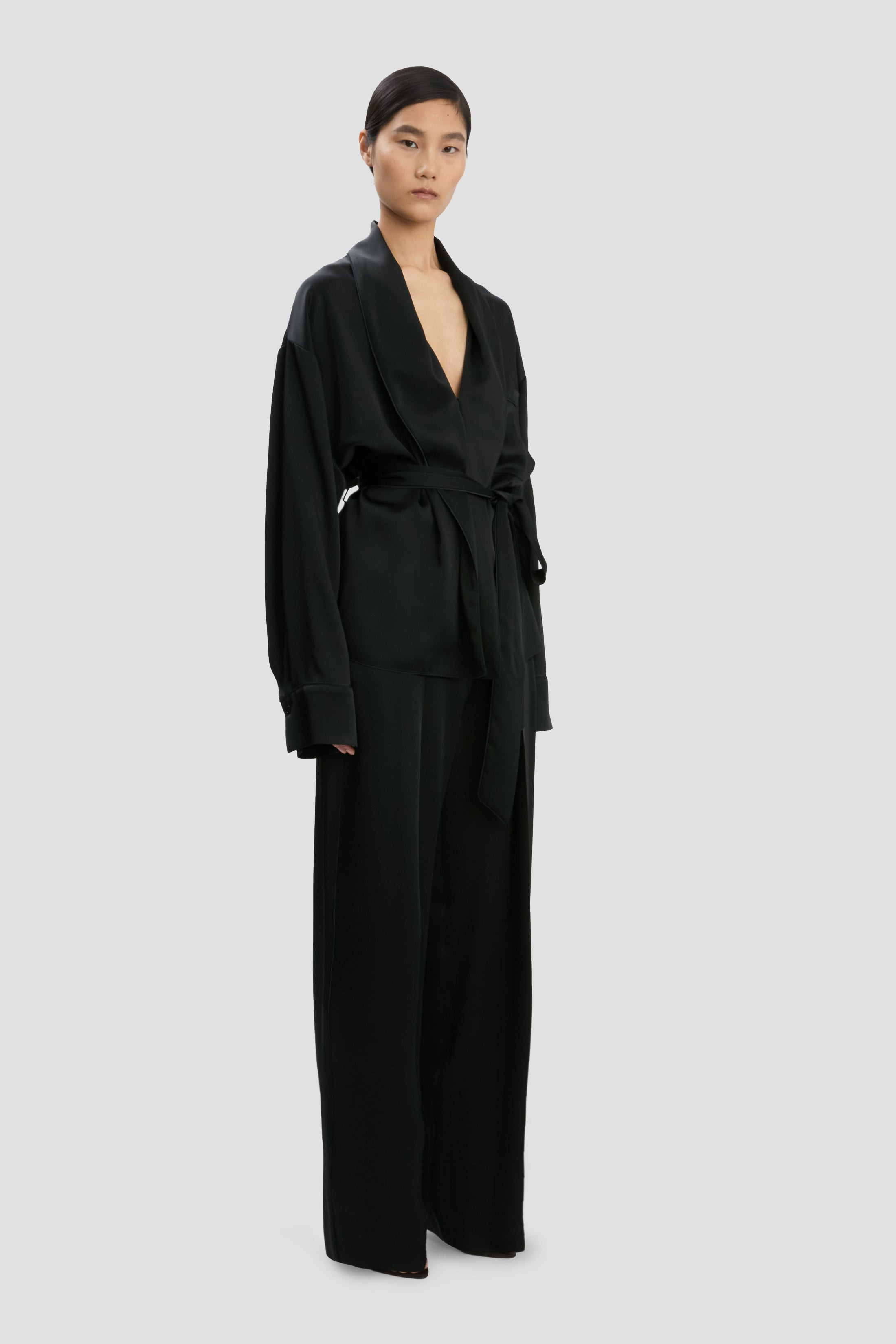 Pyjama Wrap Blouse In Black - 4