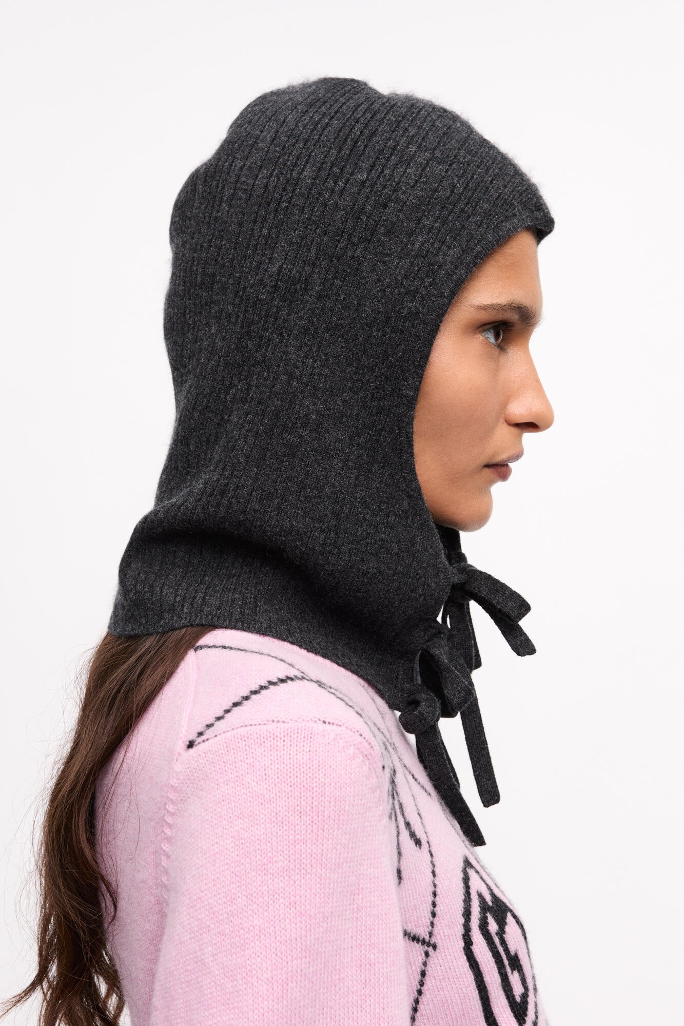 GREY AND BLACK CASHMERE MIX BALACLAVA - 4