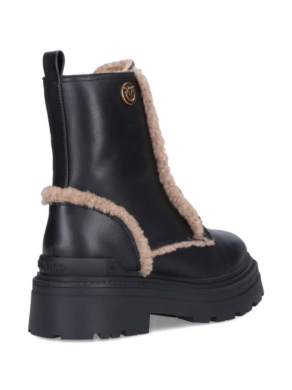 lace-up shearling trim boots - 4